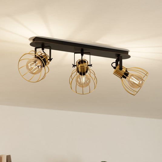 EGLO Sambatello Deckenlampe 3-flammig schwarz/gold