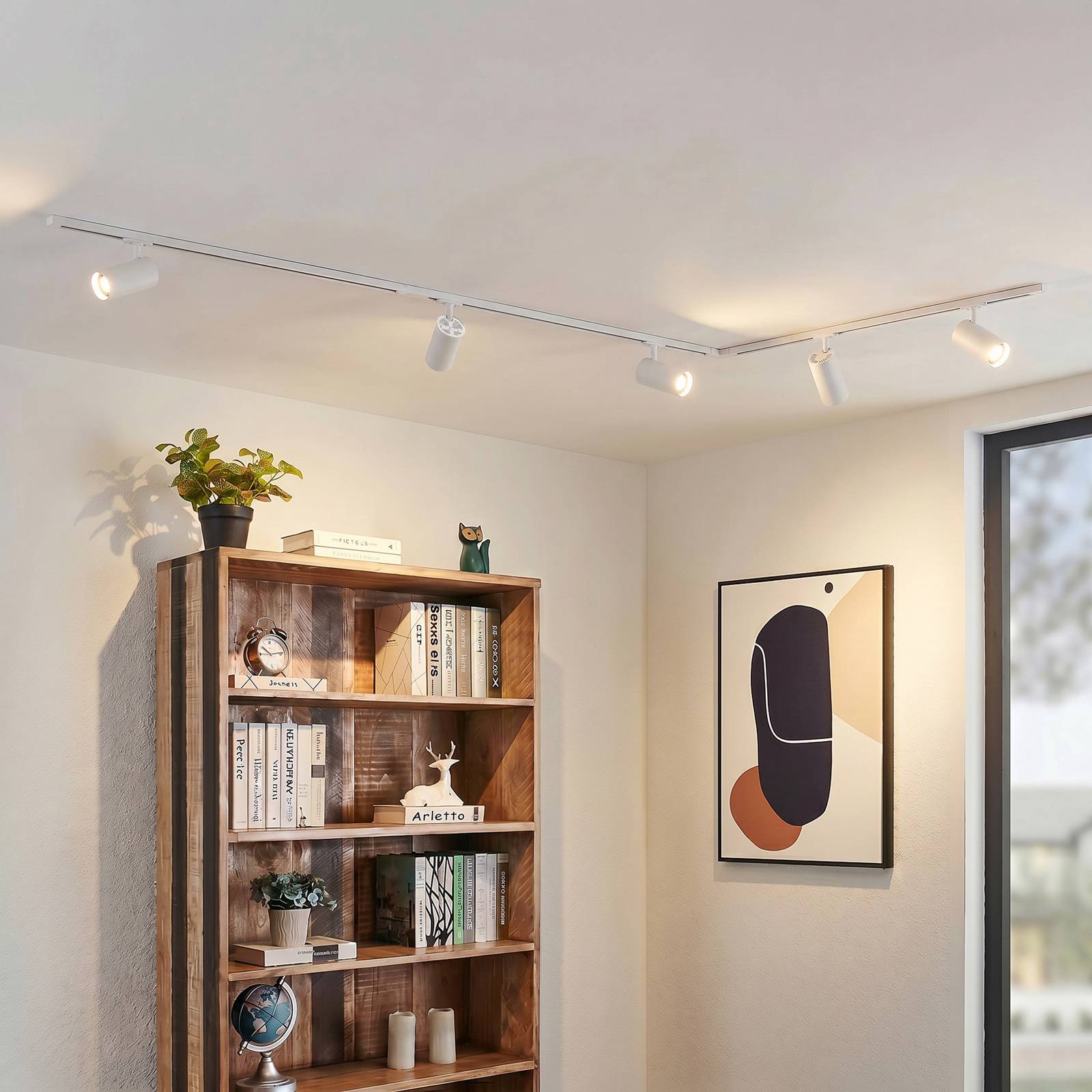 System szynowy Lindby Linaro, średnica 7 cm, 5-punktowa, LED, biały, CCT