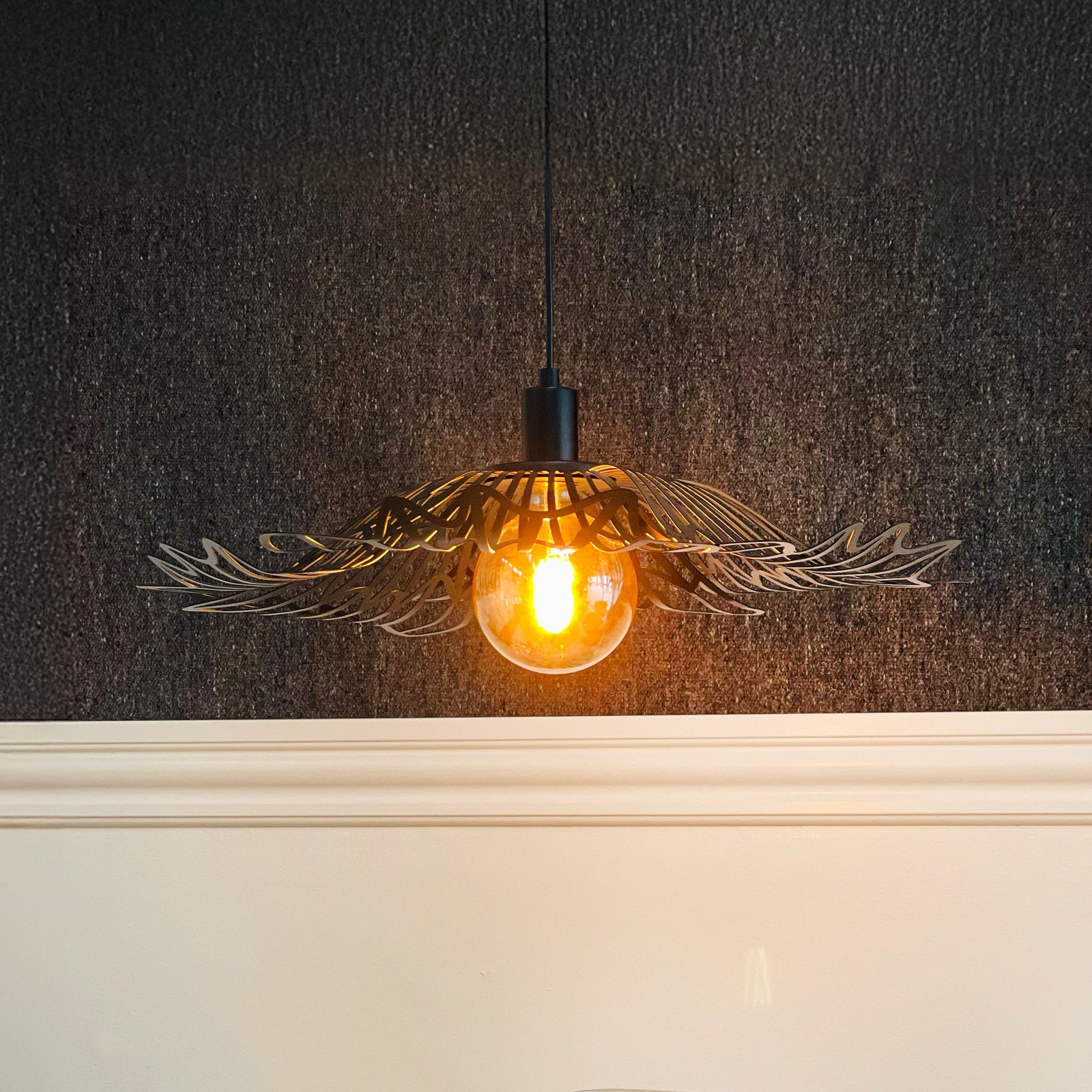 Dyberg Larsen Lampă suspendată Flora negru mat Ø 60 cm Metal - Camera de zi / sufragerie - Design