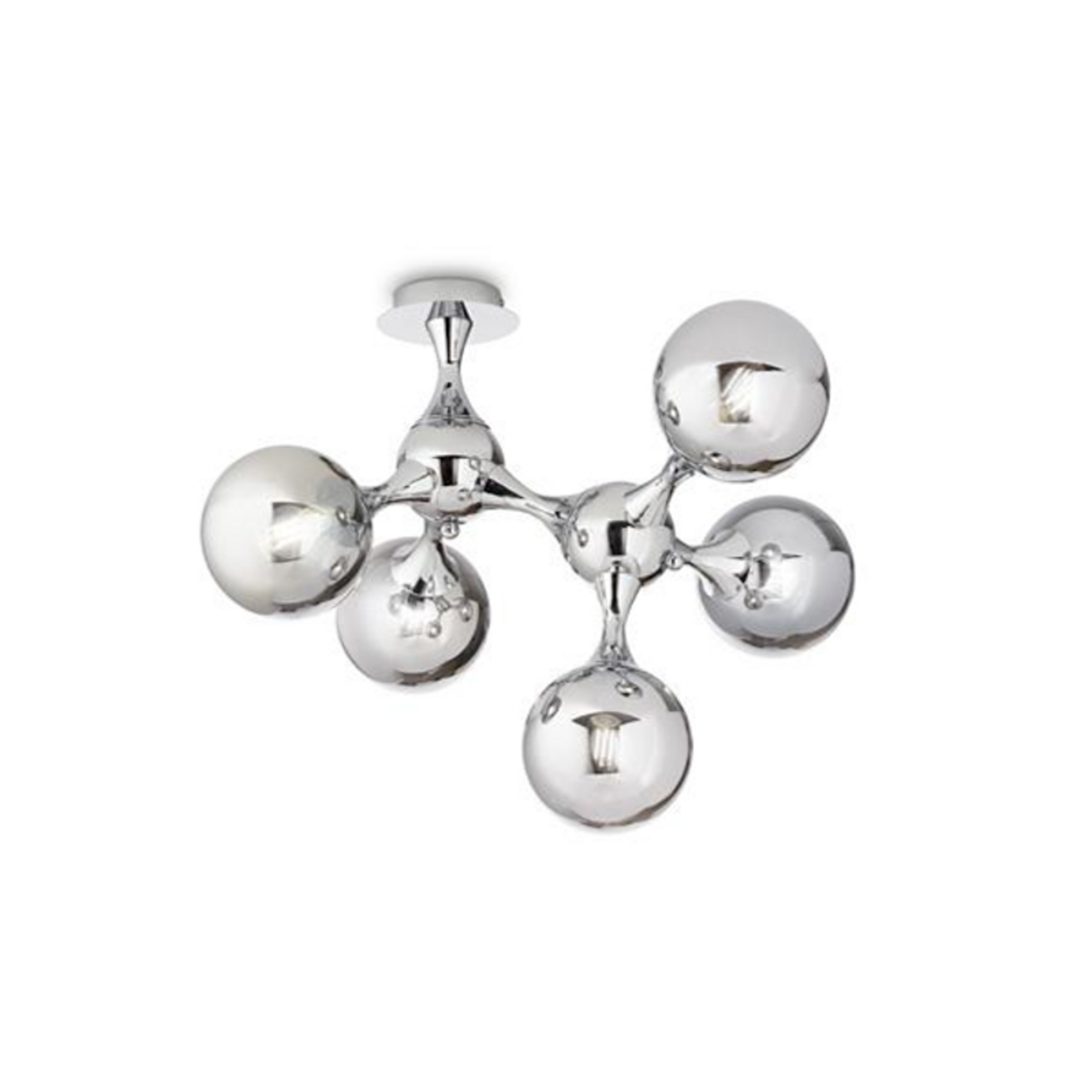 Ideal Lux Deckenleuchte Nodi, chromfarben, Glas, fünfflammig