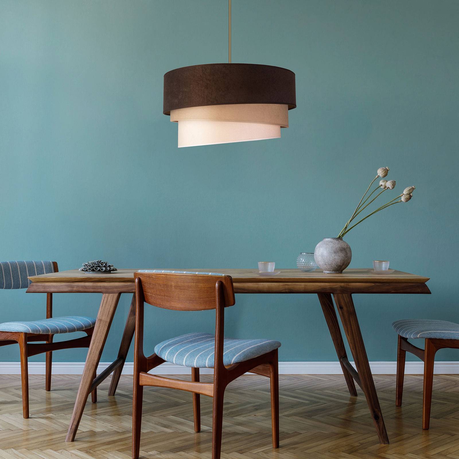 Lampa wisząca Devon, brązowa/beżowa/ecru Ø45cm