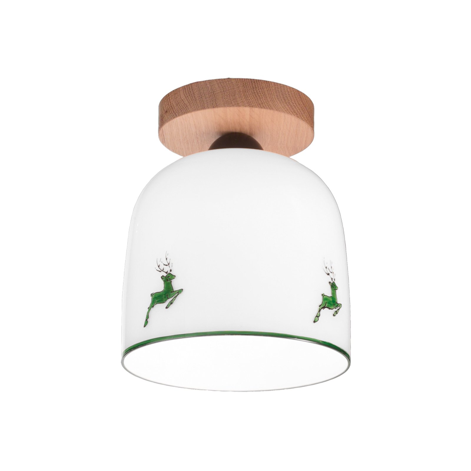 Kolarz Chalet plafoniera, bianco/verde cervo, Ø 19 cm