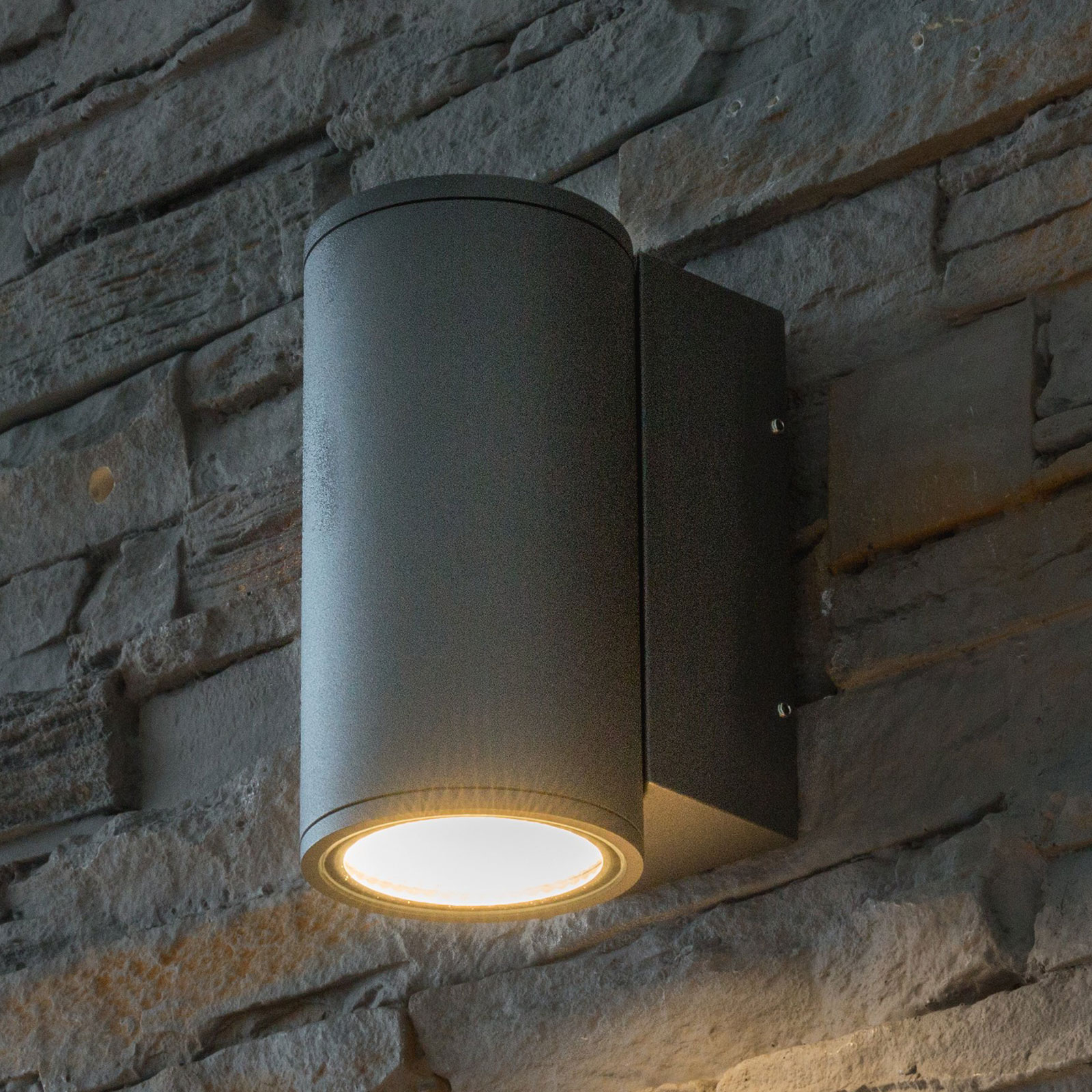 Heitronic Doble LED outdoor wall light, round, downlight, aluminium, glass, 13 W, energy efficiency: A, H: 18.2 cm
