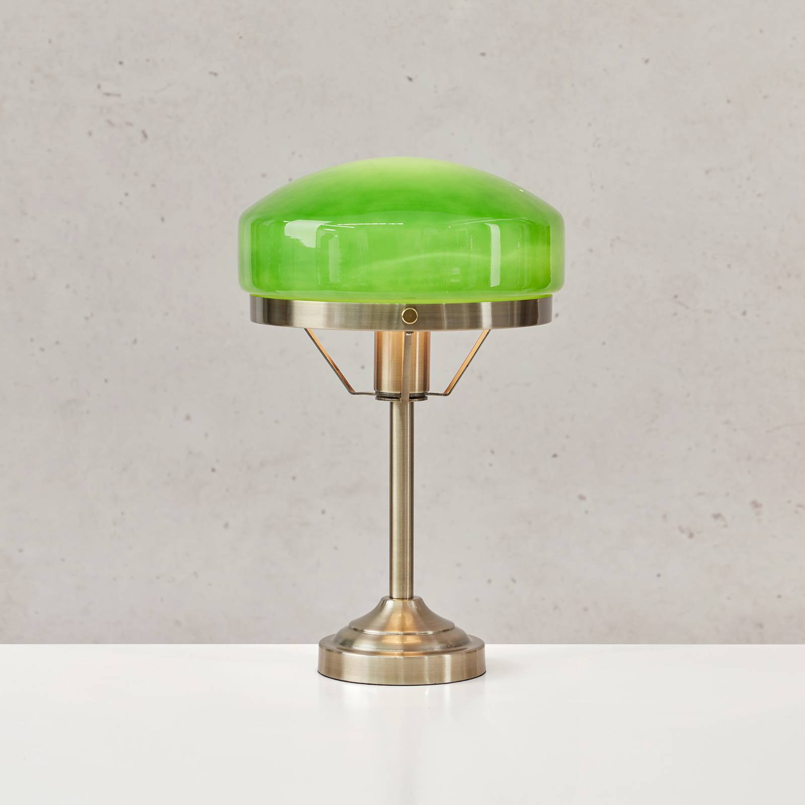 Markslöjd tafellamp Aurelia, oud messing/groen, glas, E27