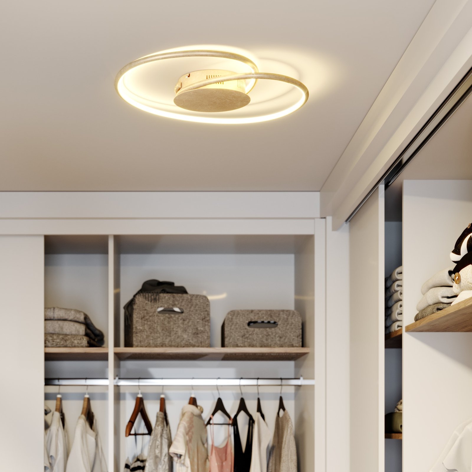 Lindby LED ceiling light Joline, gold-coloured, 45 cm, metal