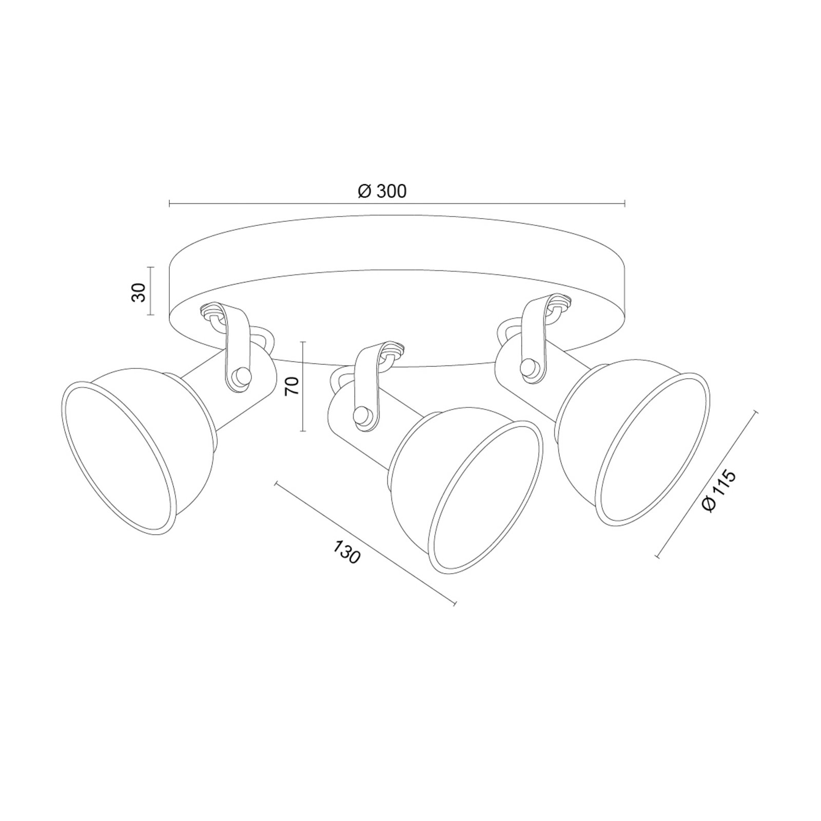 Roată de tavă Trogir, bej, 3 becuri, oțel, Ø 30 cm