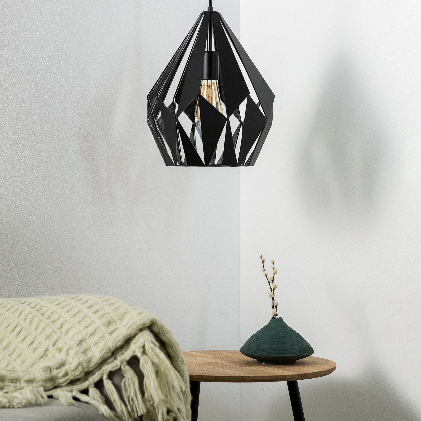 Lámpara colgante Carlton negro-plata Ø 31 cm