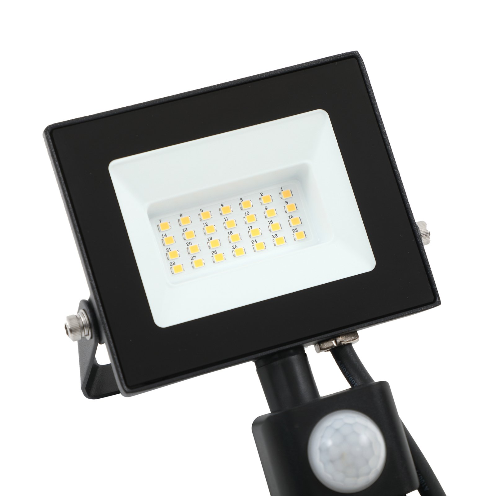 Prios Maikel LED utendørs spotlight, 20W, 1500lm, aluminium, sensor
