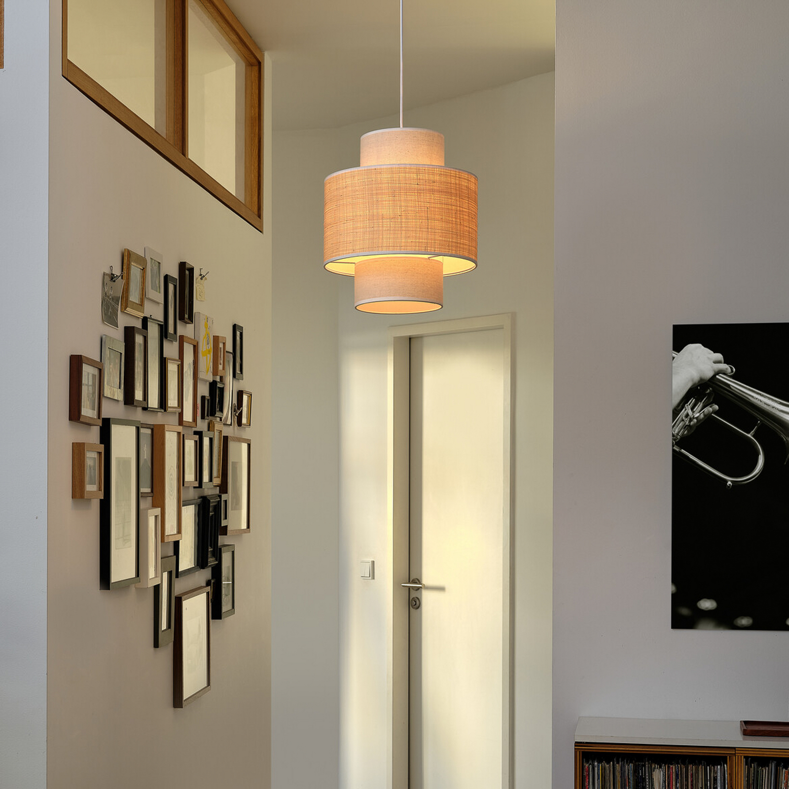 Lampada a sospensione OSRAM Decor Wrap Cylinder, beige, rafia, lino