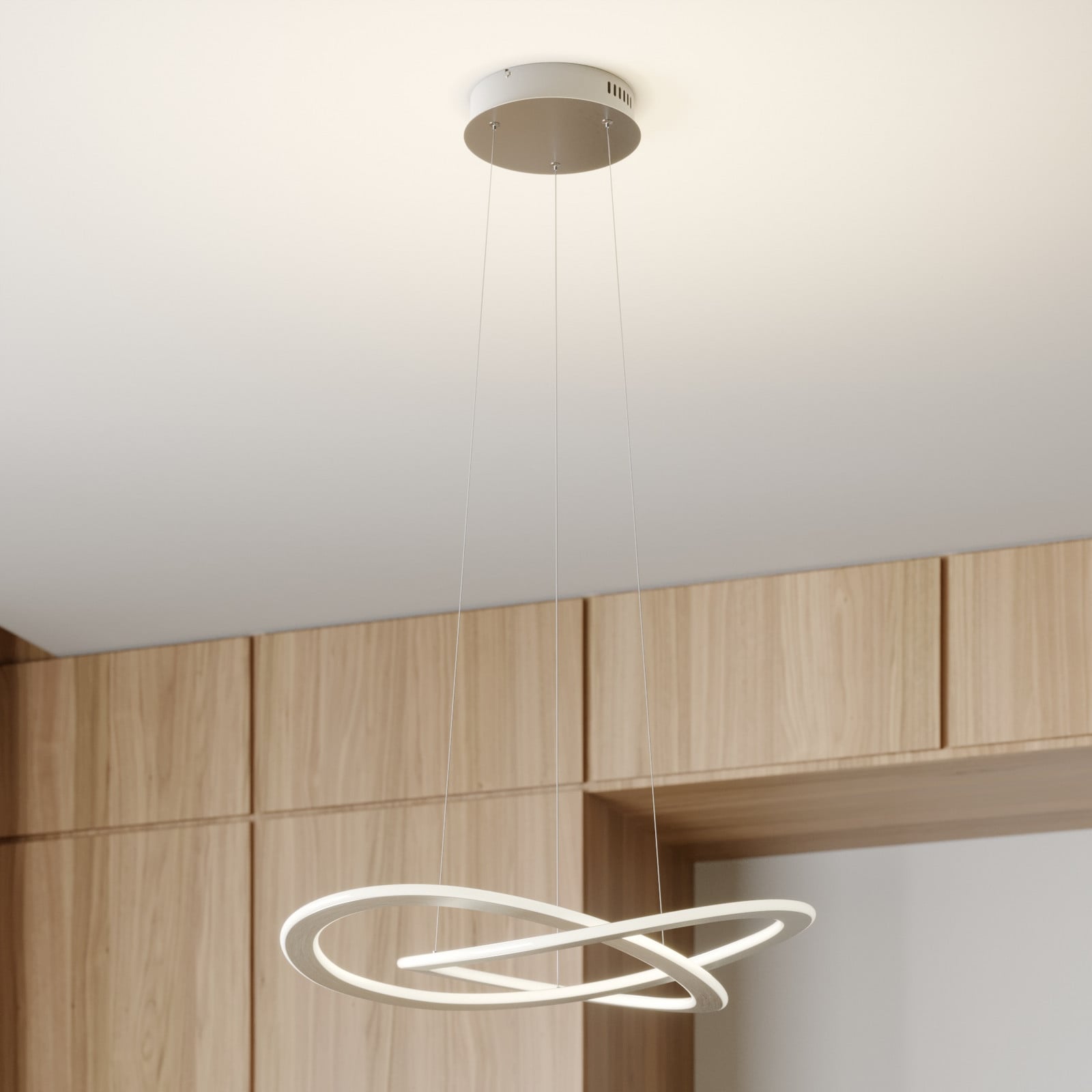 Shona LED Taklampa Satin Nickel Lucande - Vardagsrum - Modern - Metall - Med en ljusk&auml;lla