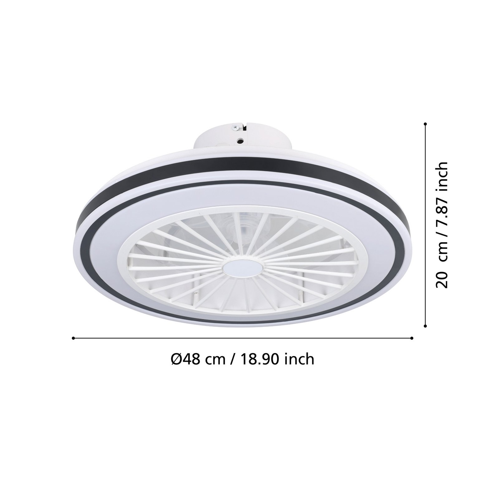 Deckenventilator Almeria LED CCT, weiß/schwarz