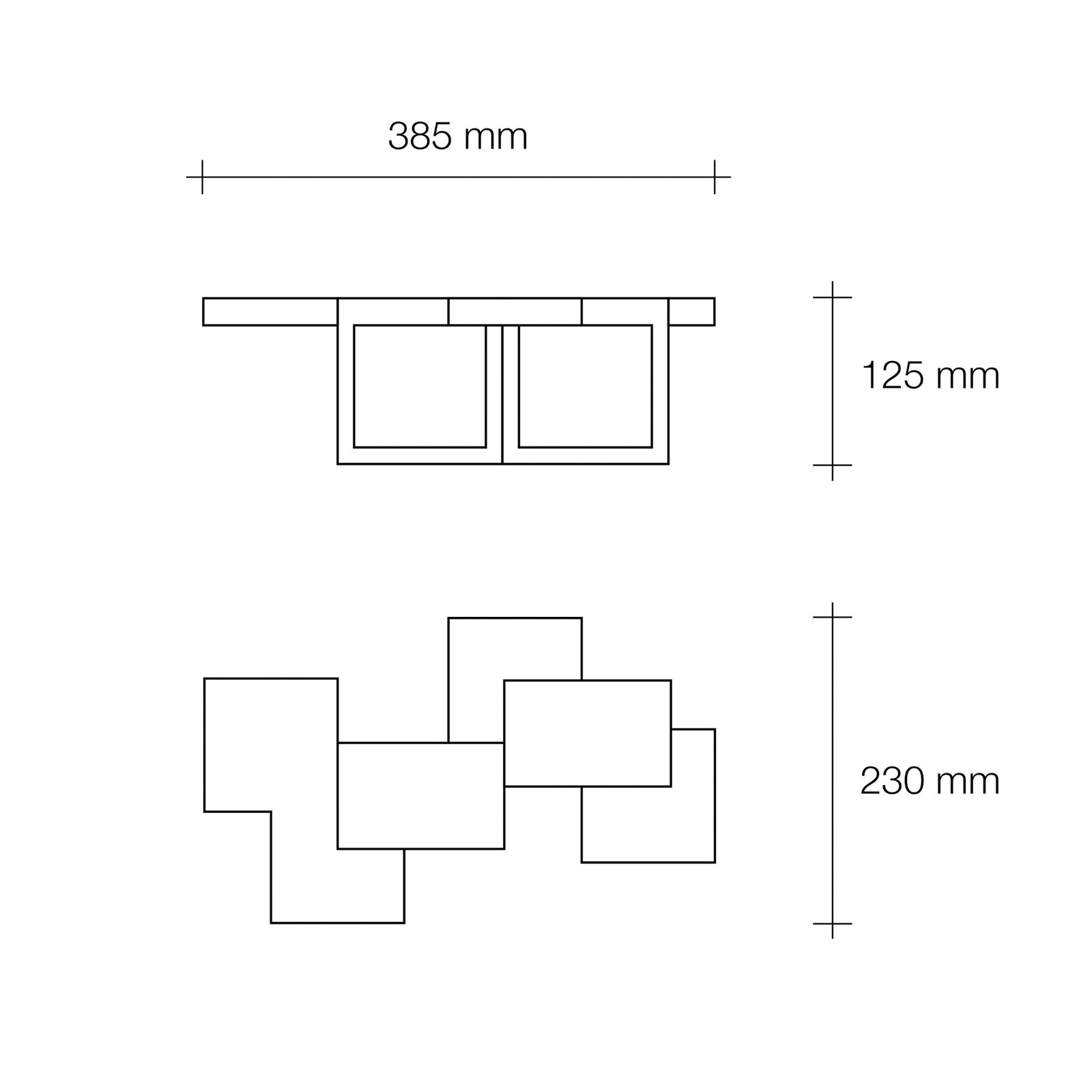 Side wall light, 38.5 cm wide, white, plaster, GX53