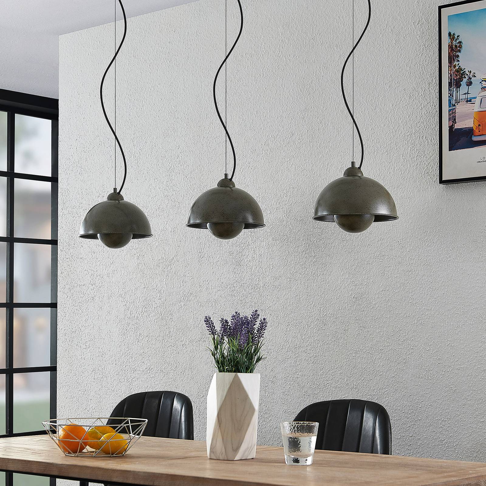 Photos - Chandelier / Lamp Lindby Gretja hanging light, 3-bulb, dark grey 