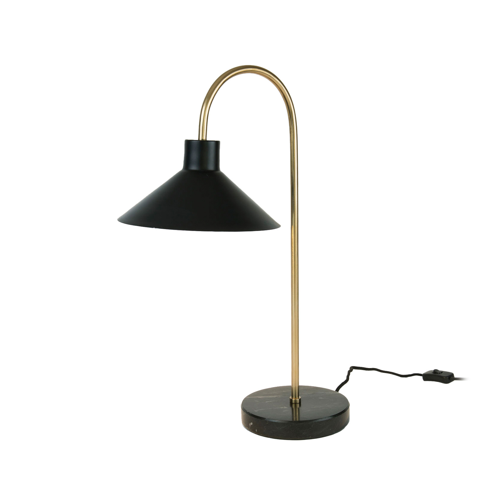 Oktavia lámpara de mesa, negro/oro, altura 58 cm, mármol