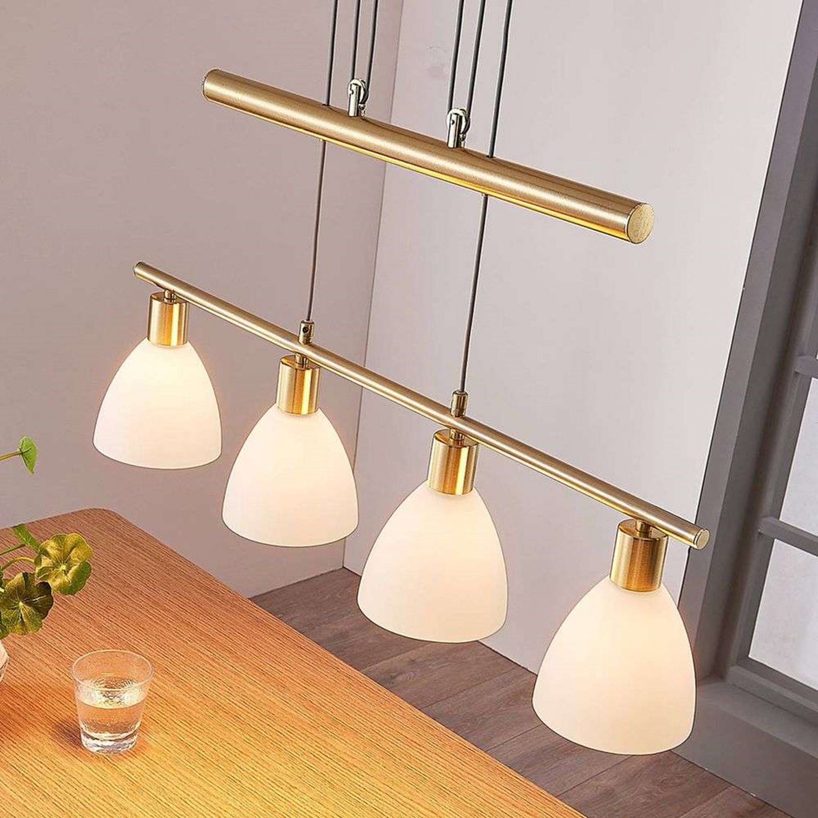 Simeon Lustră Pendul White/Brass - Lindby