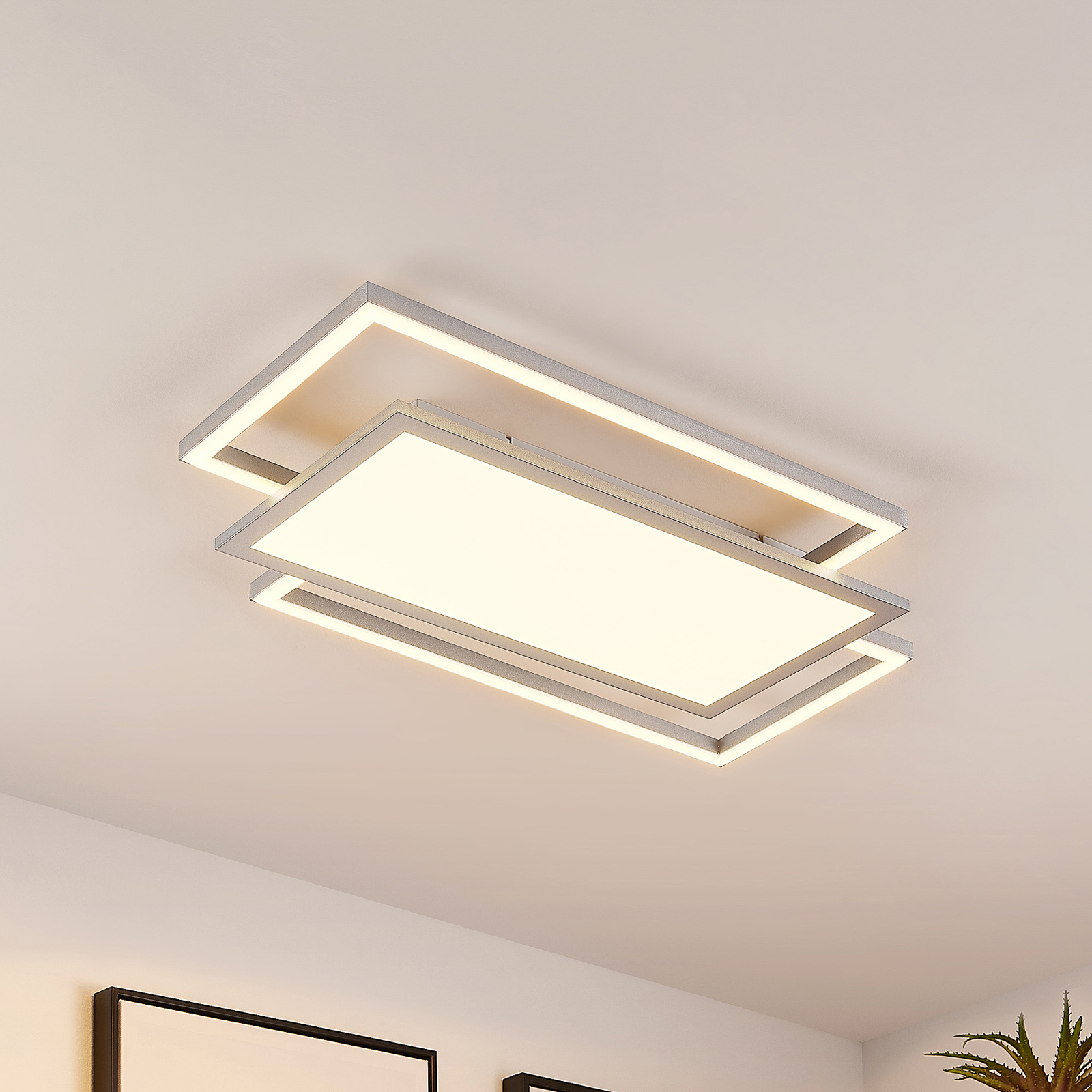Lucande Ciaran LED mennyezeti lámpa, téglalap