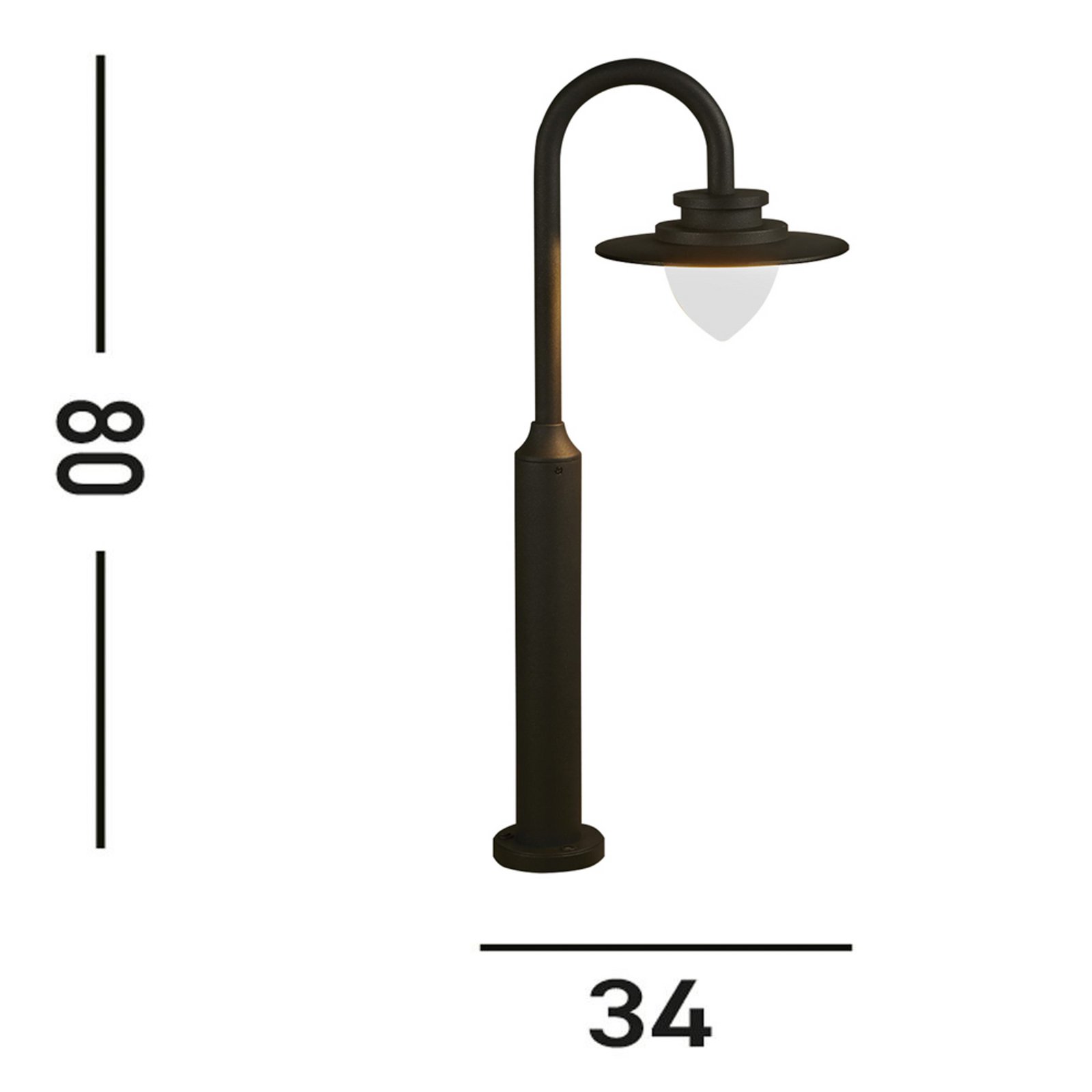 Borne lumineuse LED Texas, IP54, couleur graphite, hauteur 80 cm