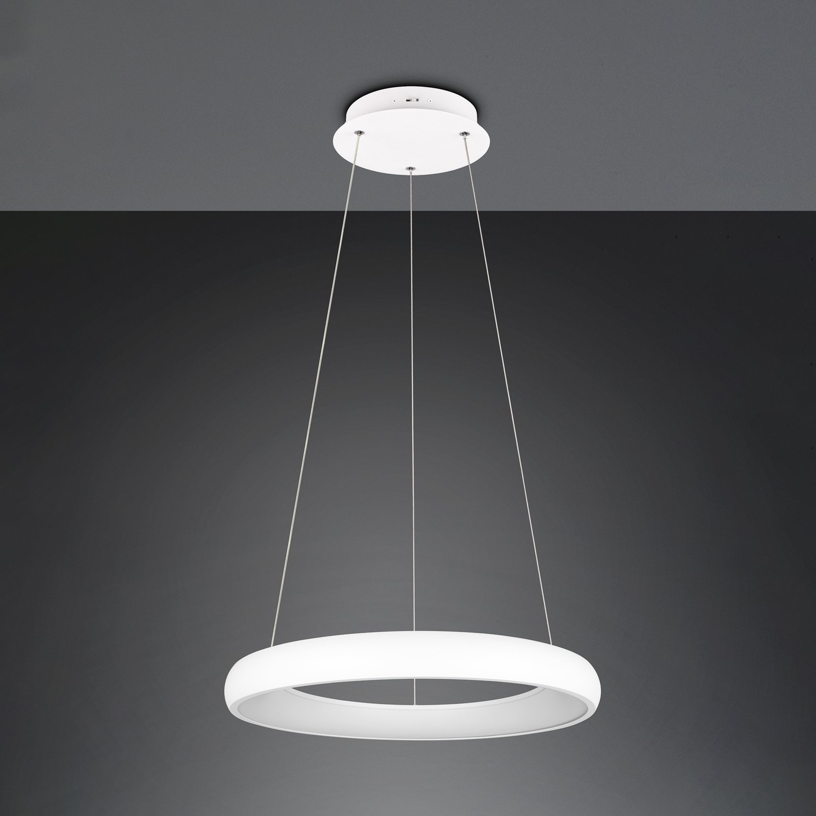 Suspension LED Cardona, Ø 62 cm, blanc, CCT, métal