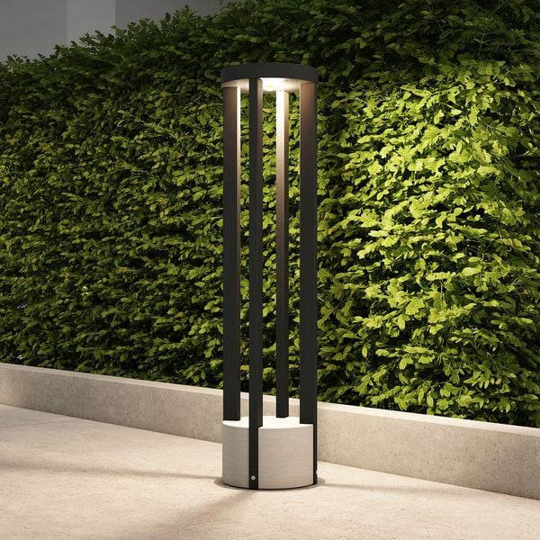 Kalisa Round LED Puutarhavalaisin H68 Dark Grey - Lucande Overa - Moderni - Metalli - Yksilamppuinen — Lucande