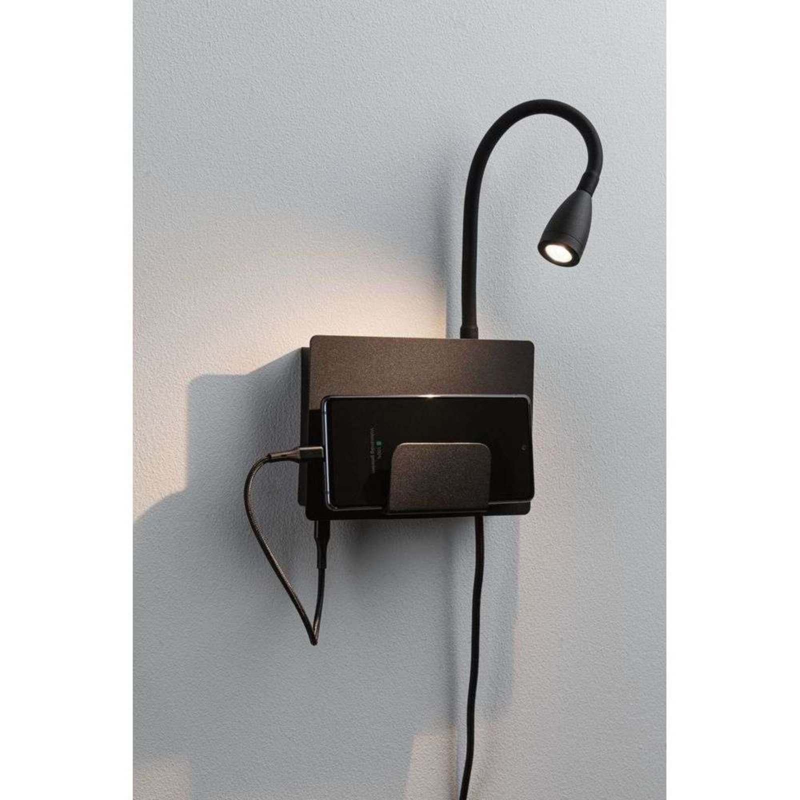 Halina LED Vägglampa USB C Matt Svart - Paulmann