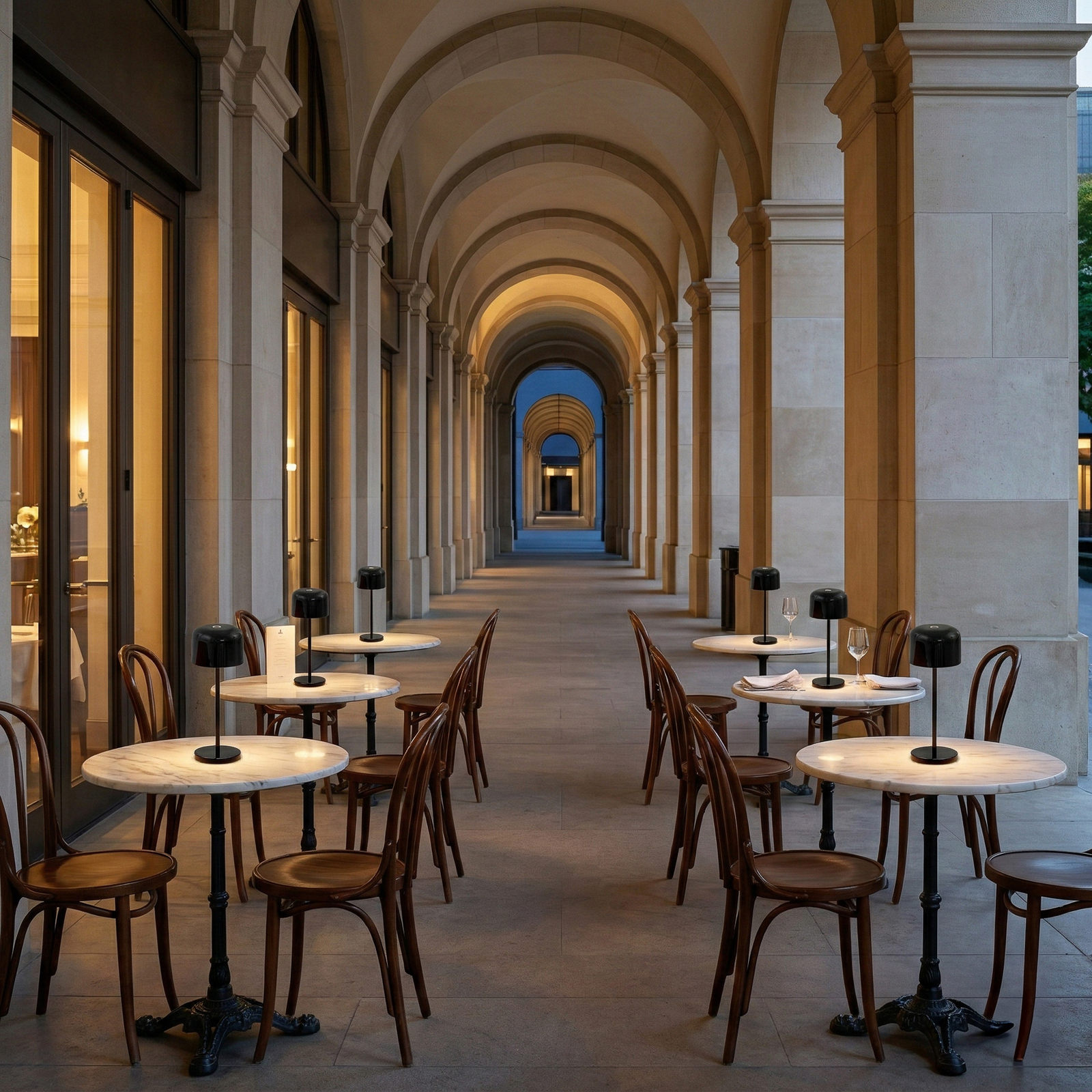 Lampa de masă cu LED-uri Quill, negru, stație de încărcare pentru 6 bucăți -