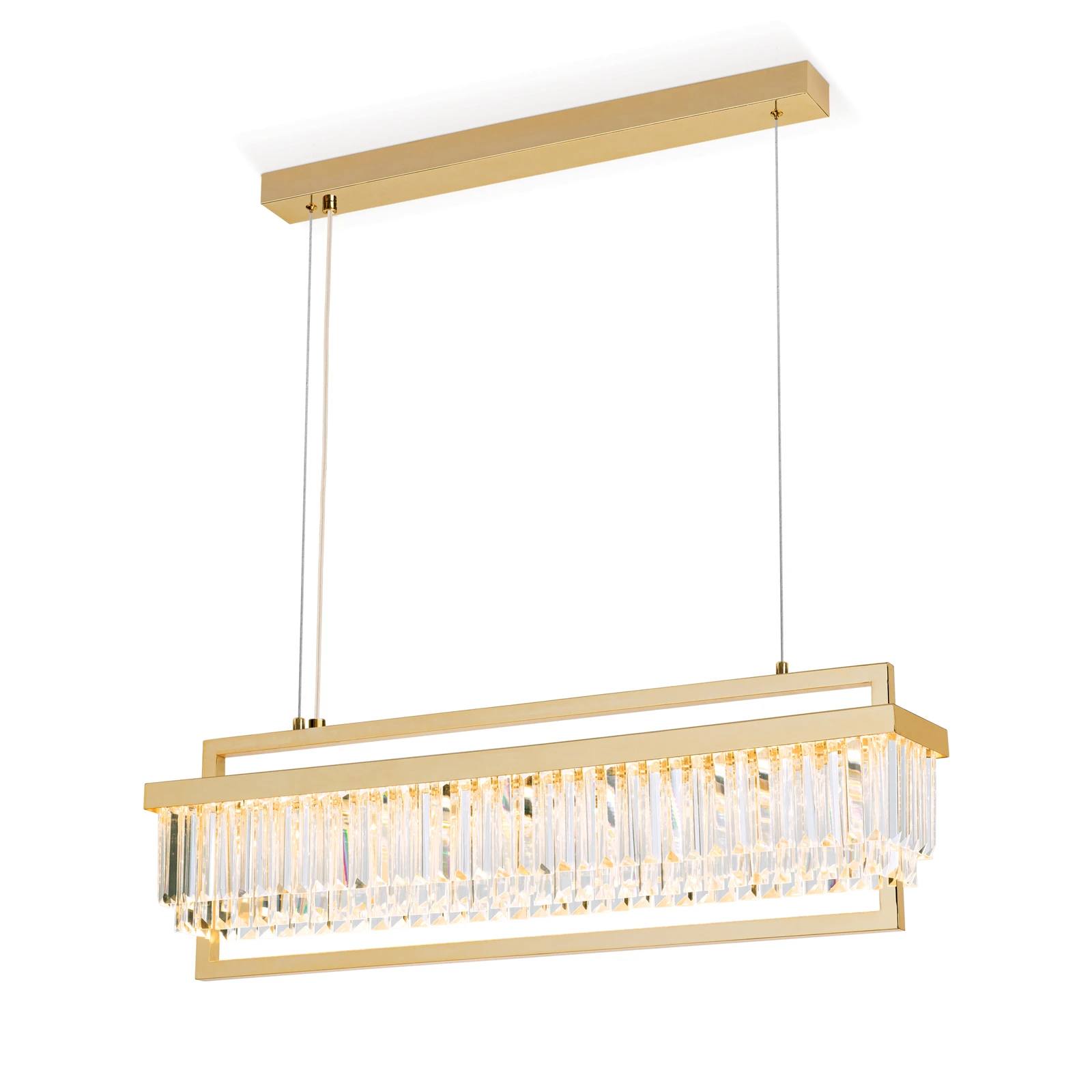 Suspension LED Prism, allongée, dorée