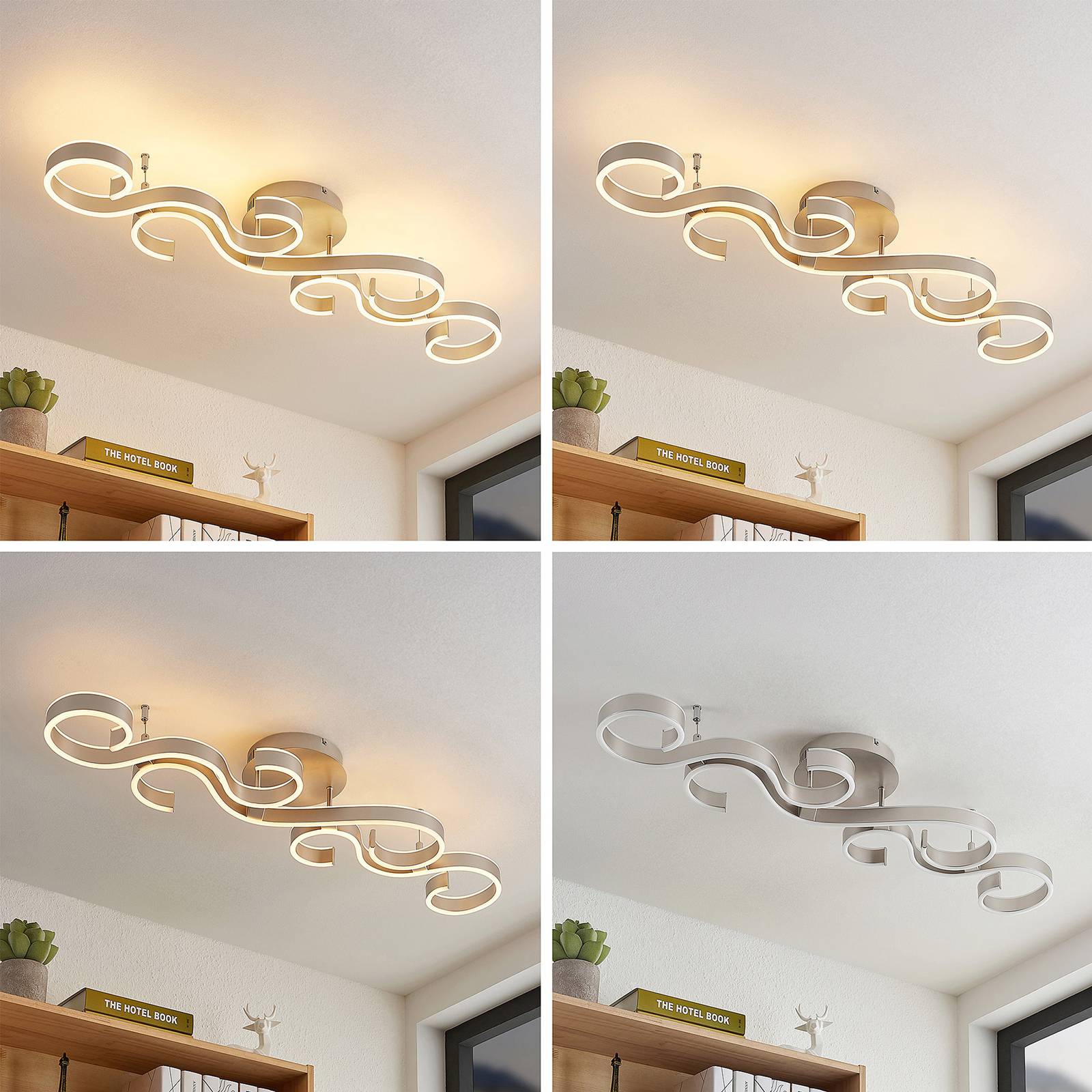 Lucande Admira LED plafondlamp nikkel 101 cm