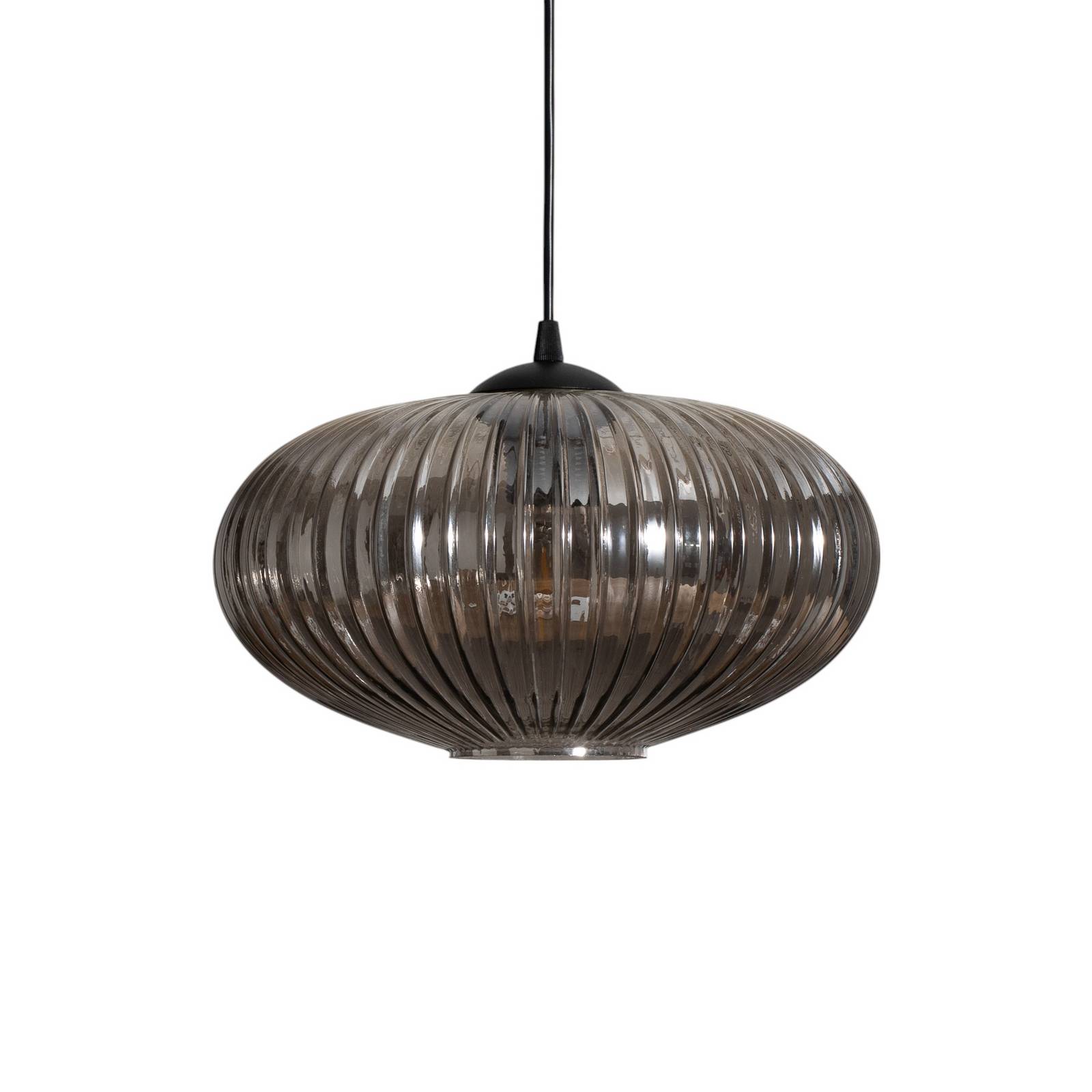 Lampa do jadalni Coco, Ø 30 cm, czarny/dymny szary, szkło