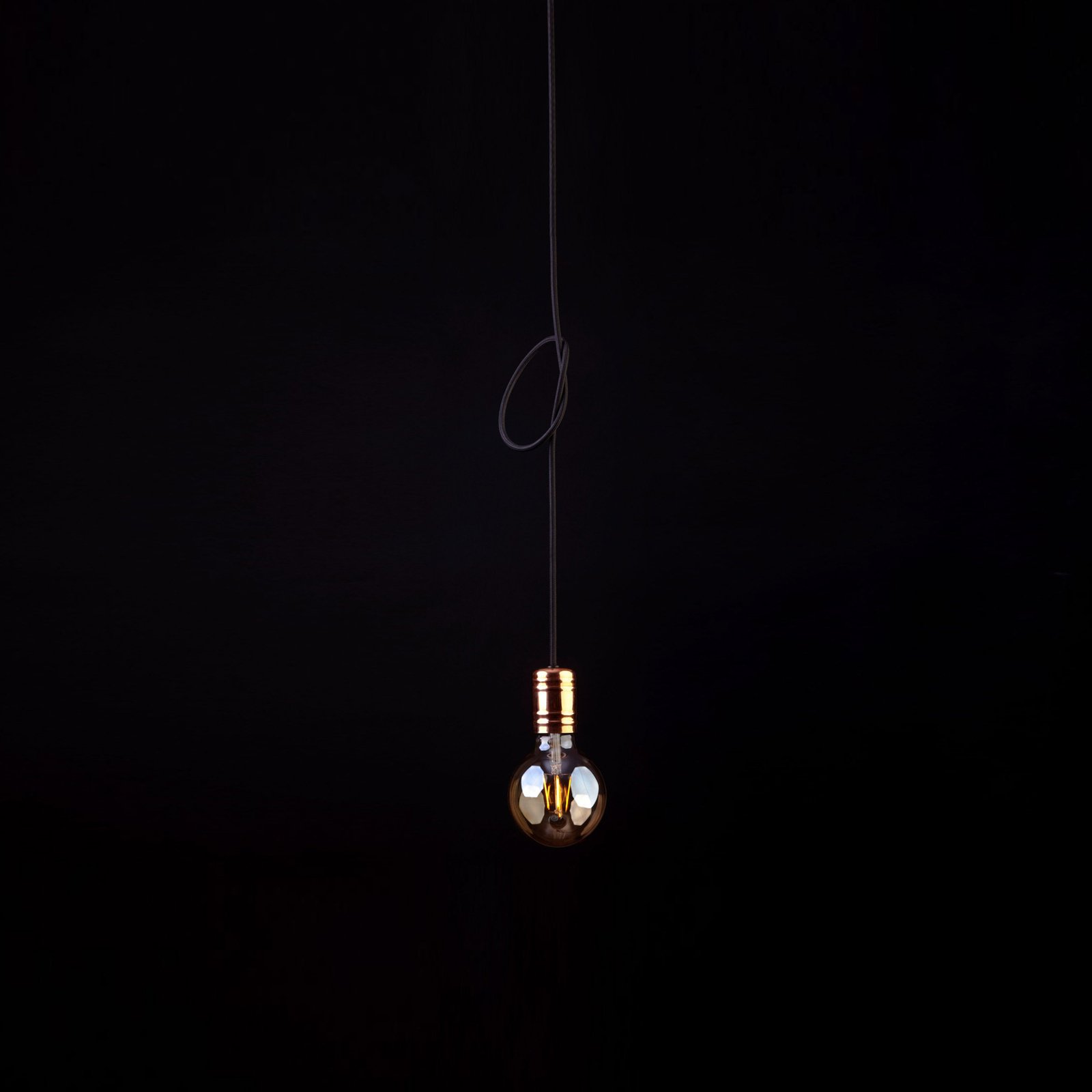 Kabelsko viseče svetilo, črno/medeno, enojna svetilka