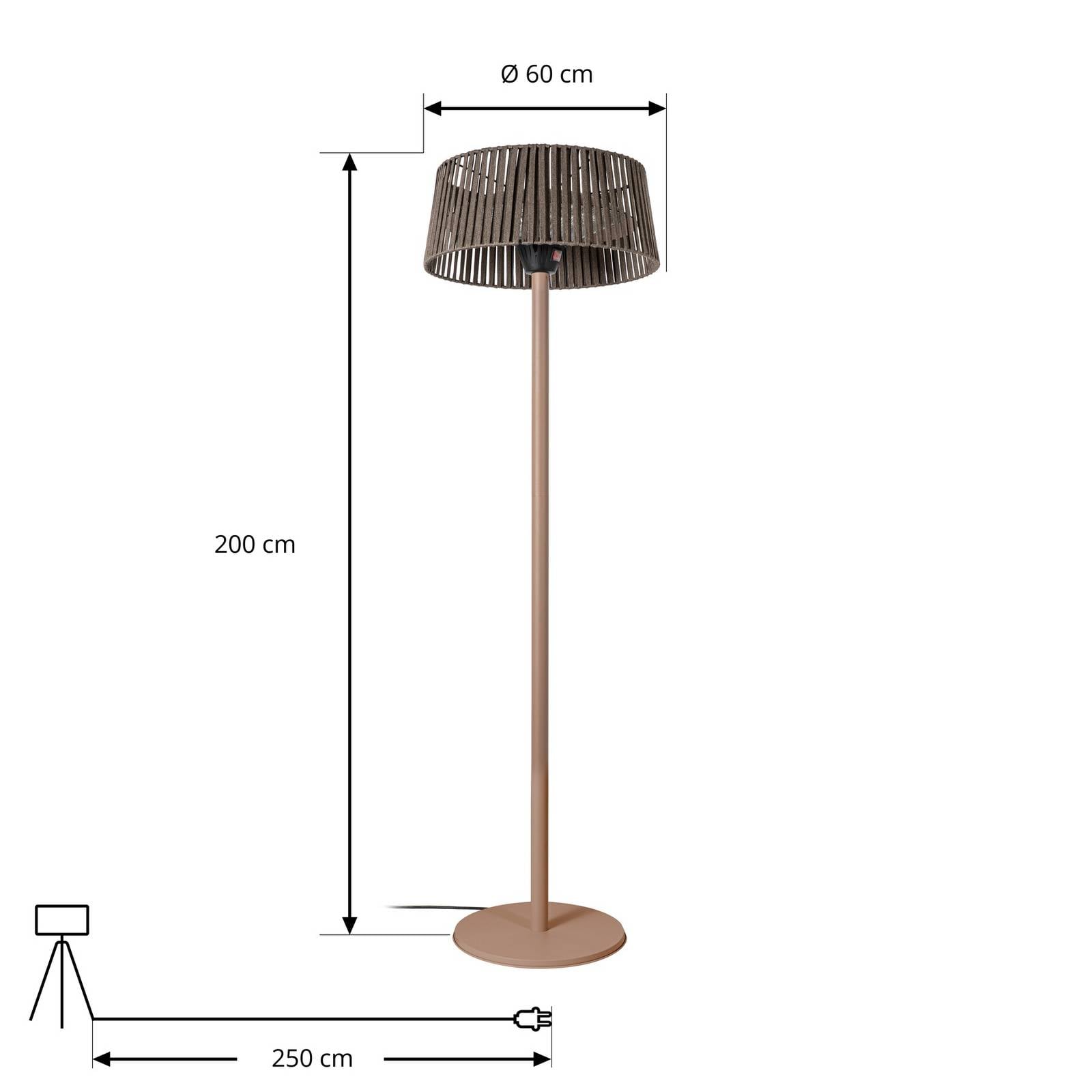 Promiennik grzewczy Lucande Pyravo na stojaku, brązowy, 200 cm, aluminium, IP44