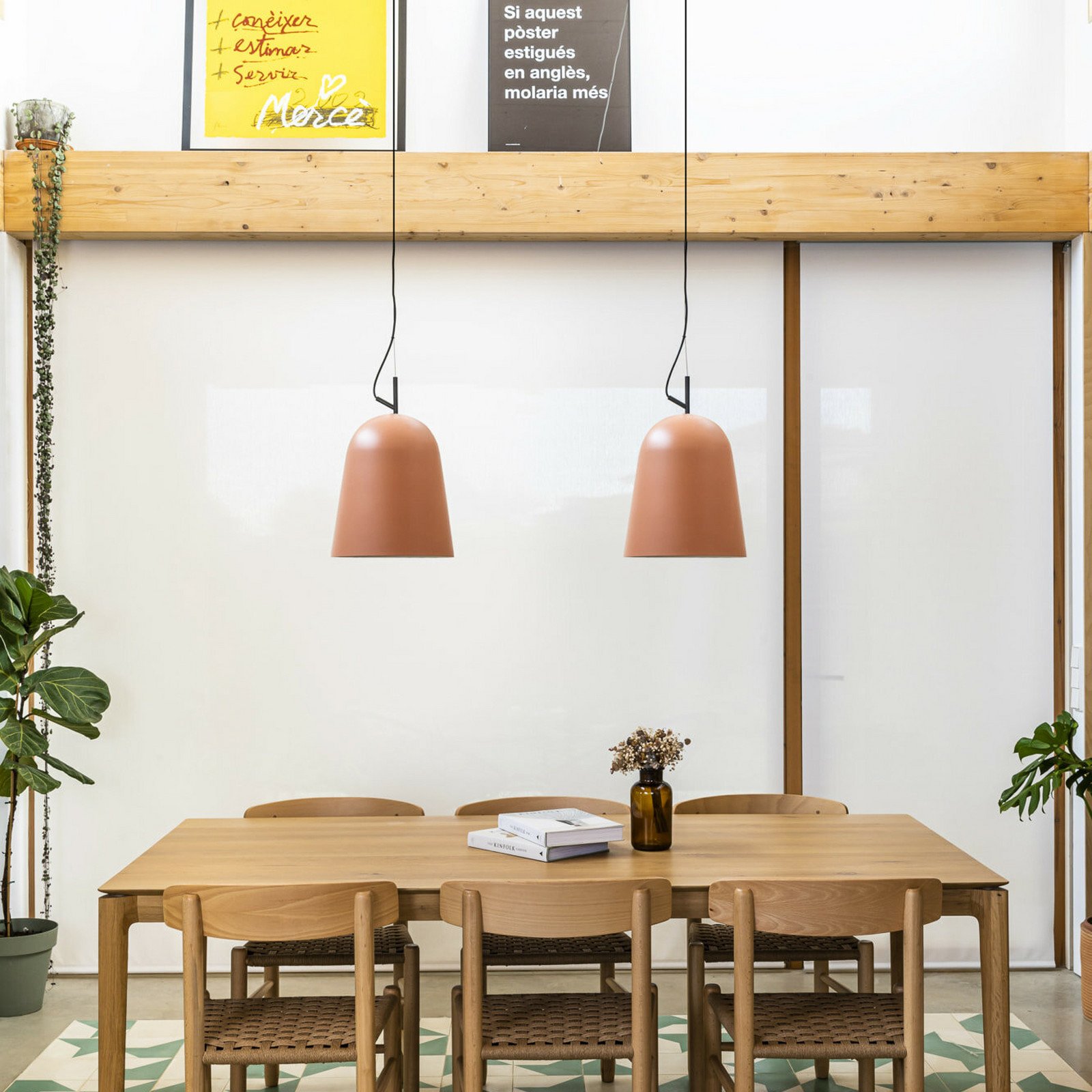 FARO BARCELONA Lampă suspendată Studio Ø 29 cm roz/negru oțel - Camera de zi / sufragerie - roz negru - Metal