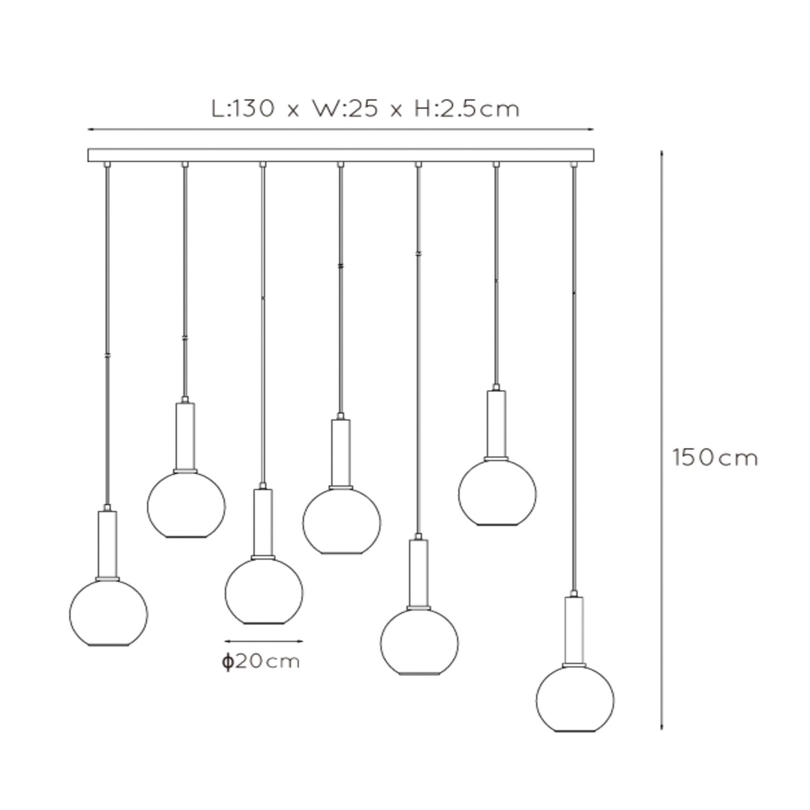Marius hængelampe, sort, 7 lyskilder