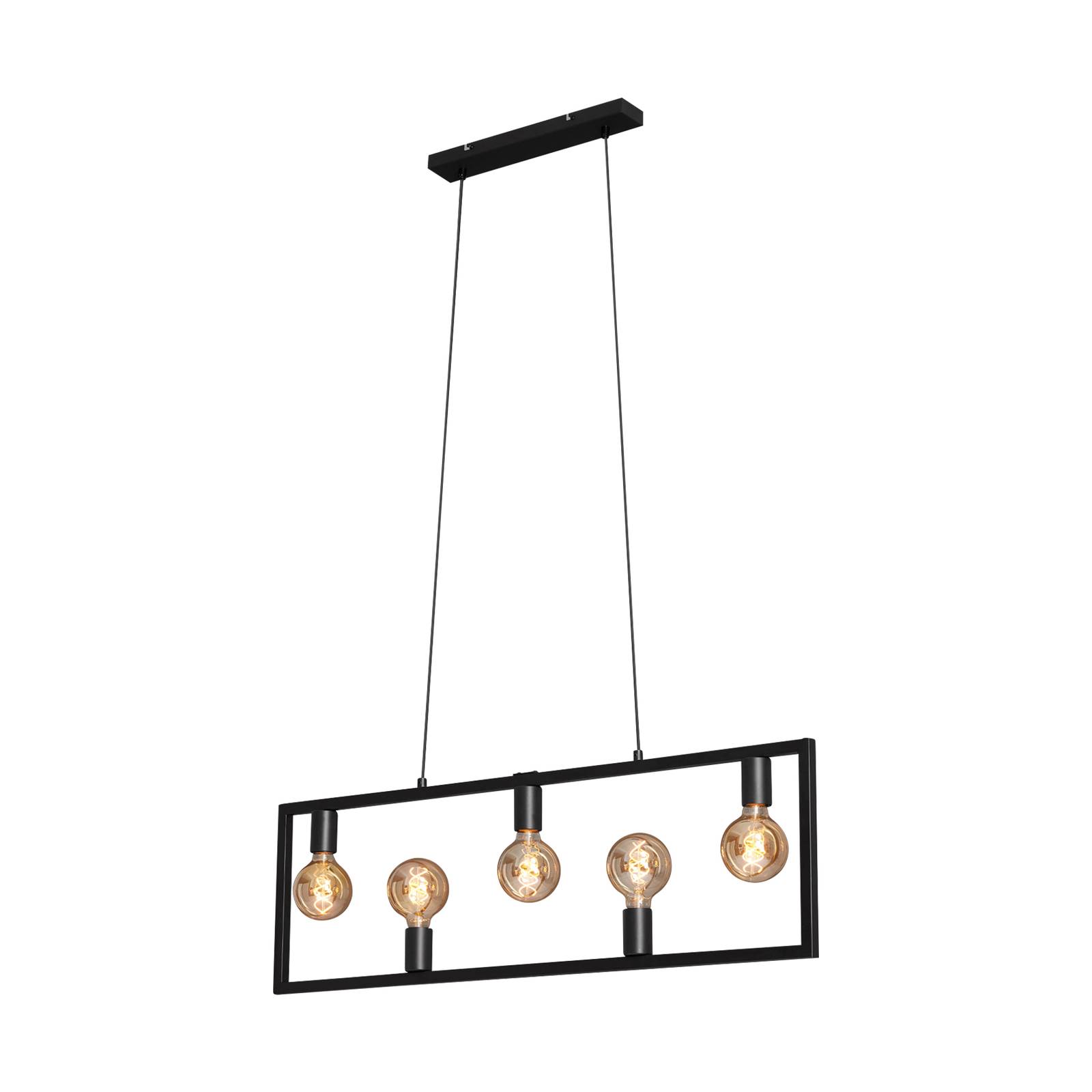 Suspension Kotak Vintage noire à 5 lampes