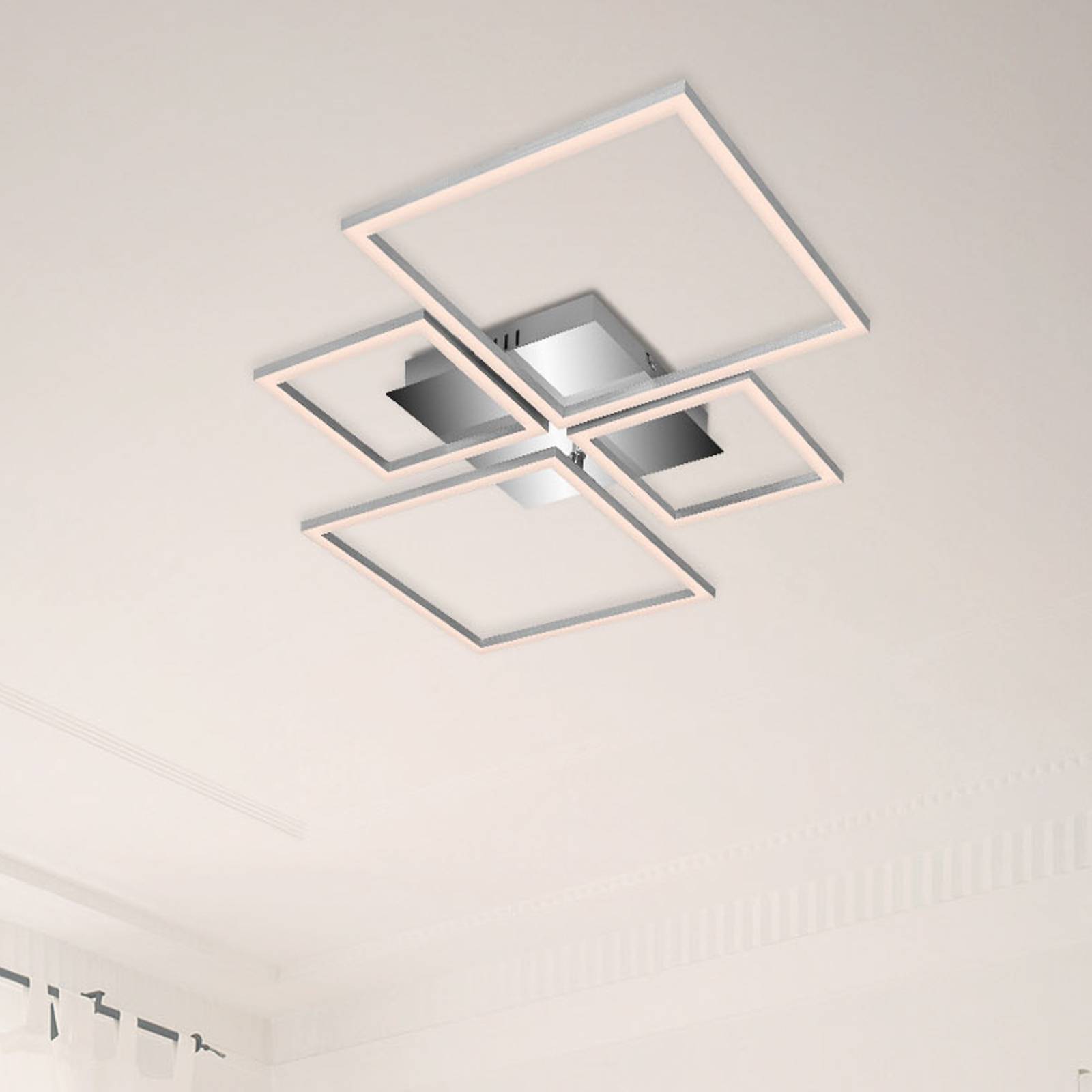 LED plafondlamp Frame, CCT, 4-lamps, aluminium