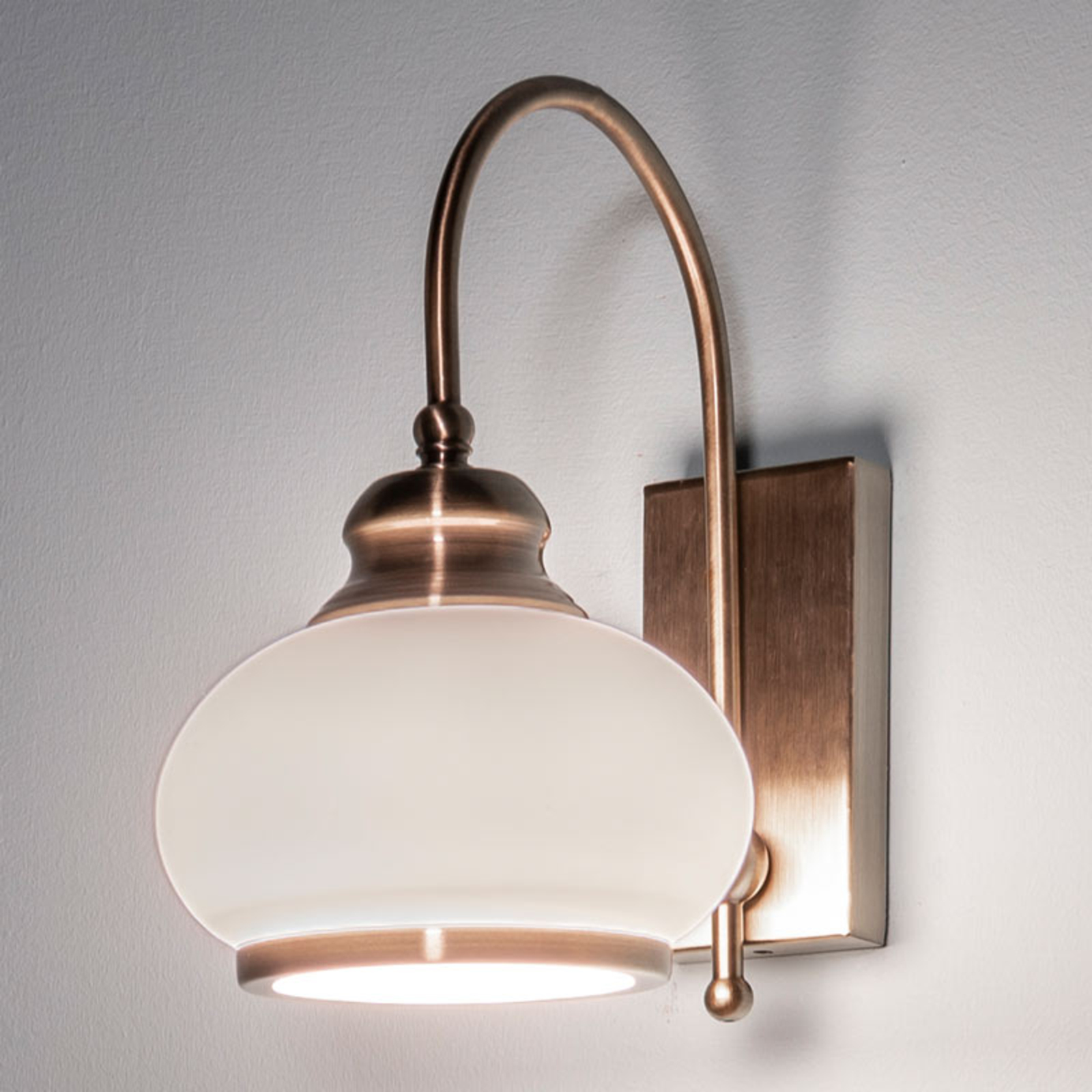 Globo NOSTALGIKA Antique Brass Wall Lamp, for Living / Dining Room, Metal, glass, E14, 40 W, energy efficiency: A++, H: 23 cm