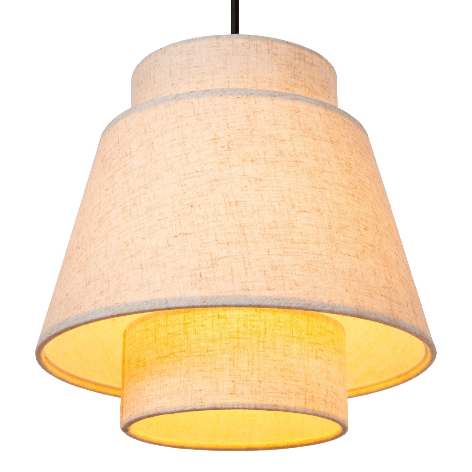 Suspension Tribute, 3 lampes, linéaire, textile, beige