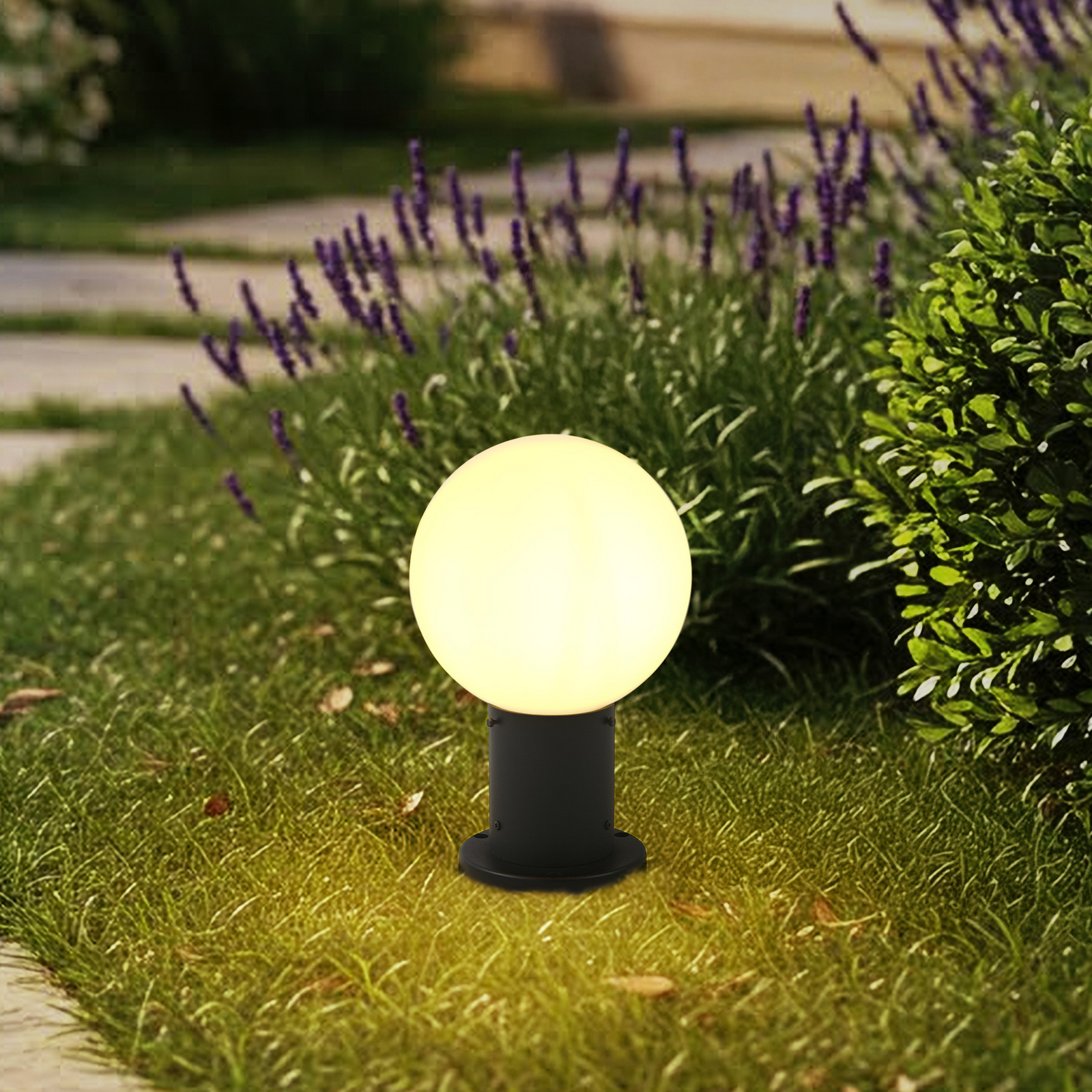 Dangan sokkellampe, højde 32 cm, hvid, metal, glas - Lindby