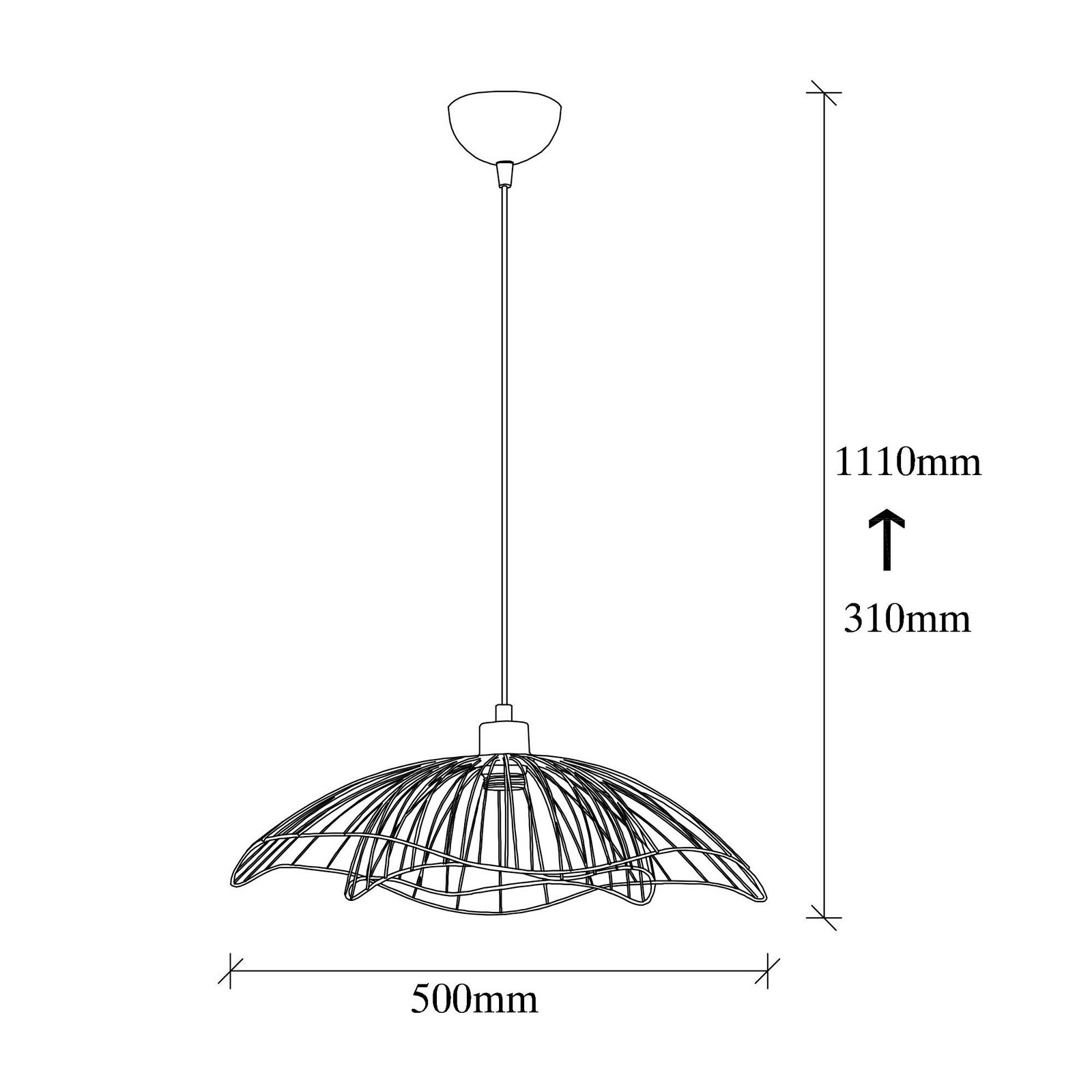 Hängeleuchte Tel, altmessing, Ø 50 cm, 1-flammig, Metall