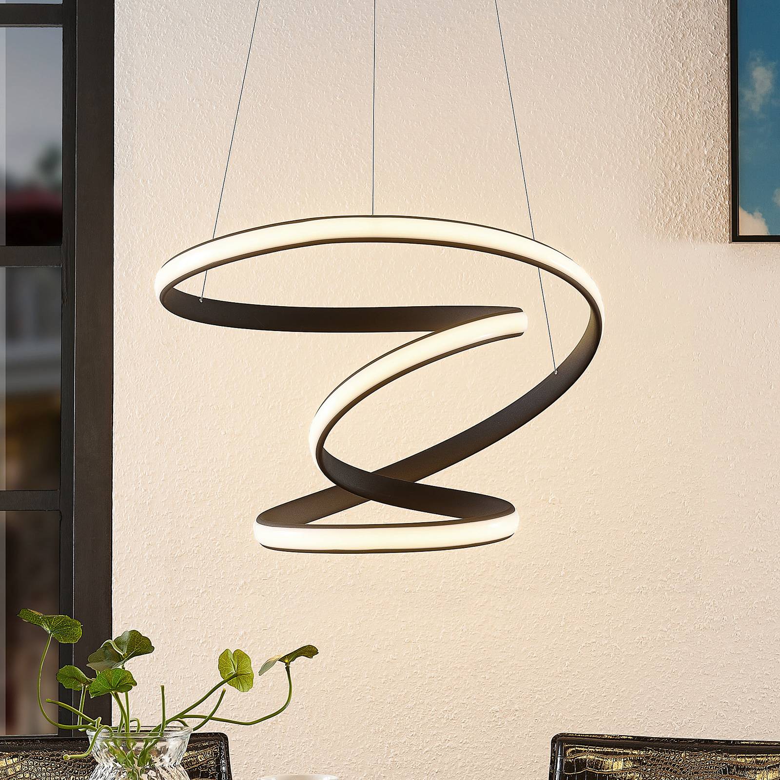 Lucande Sakina lampa wisząca LED czarna Ø 49cm