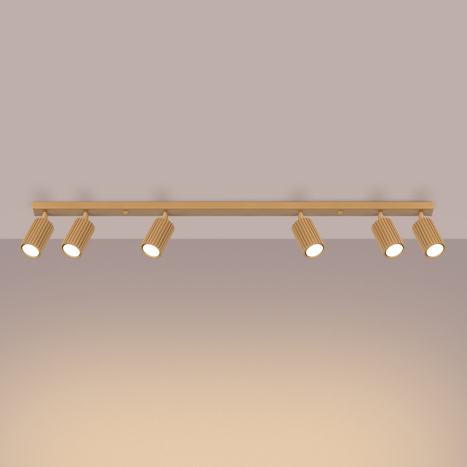 Deckenstrahler Karbon, goldfarben, Länge 117 cm, Alu, 6-flg.