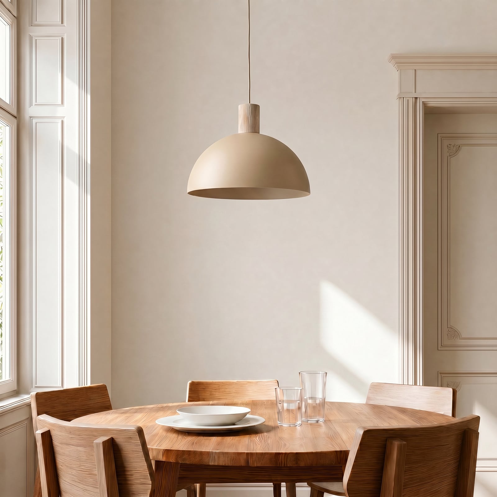 Lampada a sospensione Oslo, color sabbia, metallo, Ø 34 cm, E27