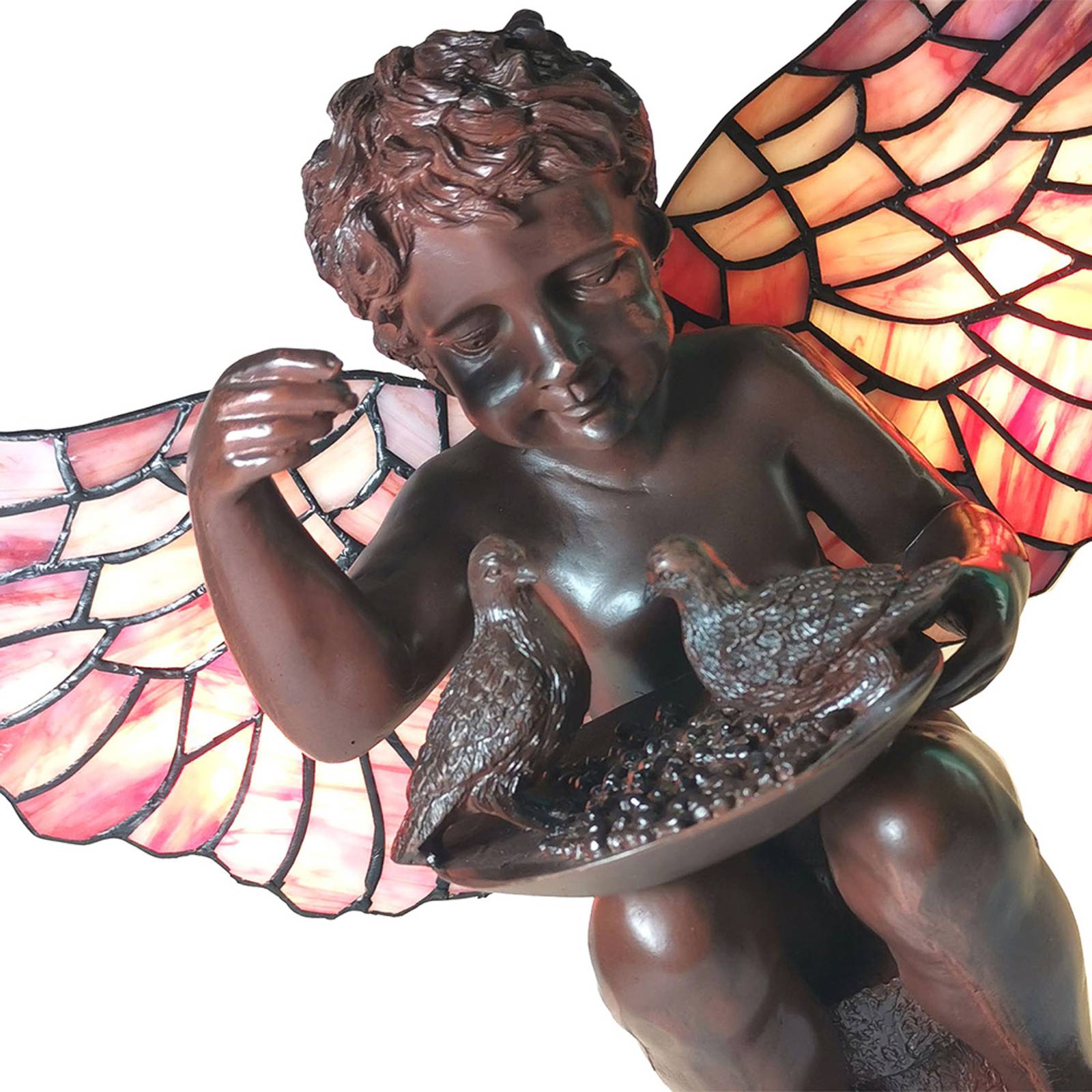Levně Stolní lampa 5LL-6049 anděl ve stylu Tiffany