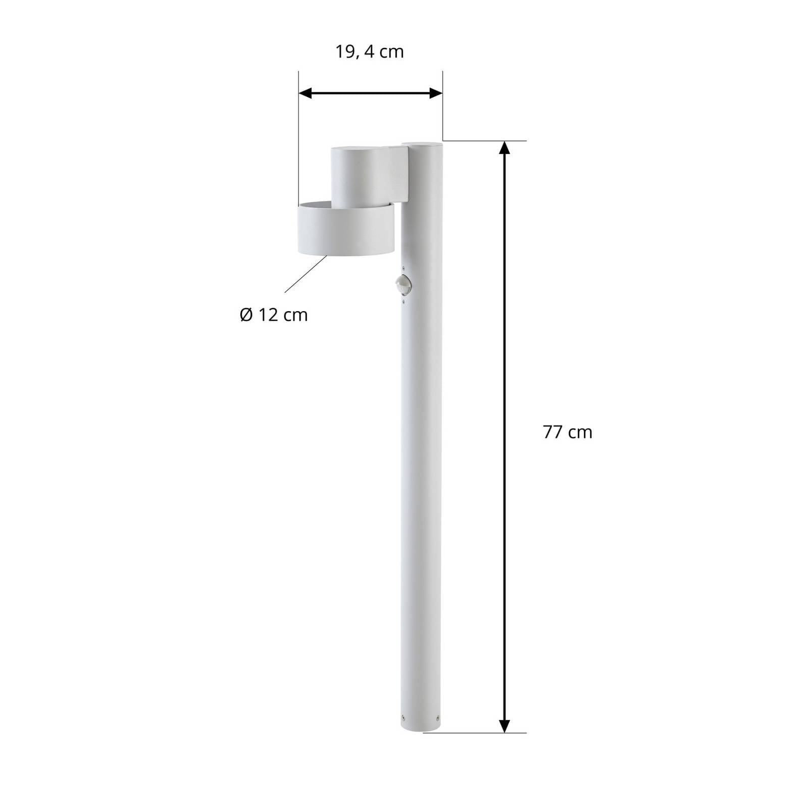 Słupek ogrodowy LED Lucande Elune, jasnoszara, z czujnikiem, IP44, 77 cm