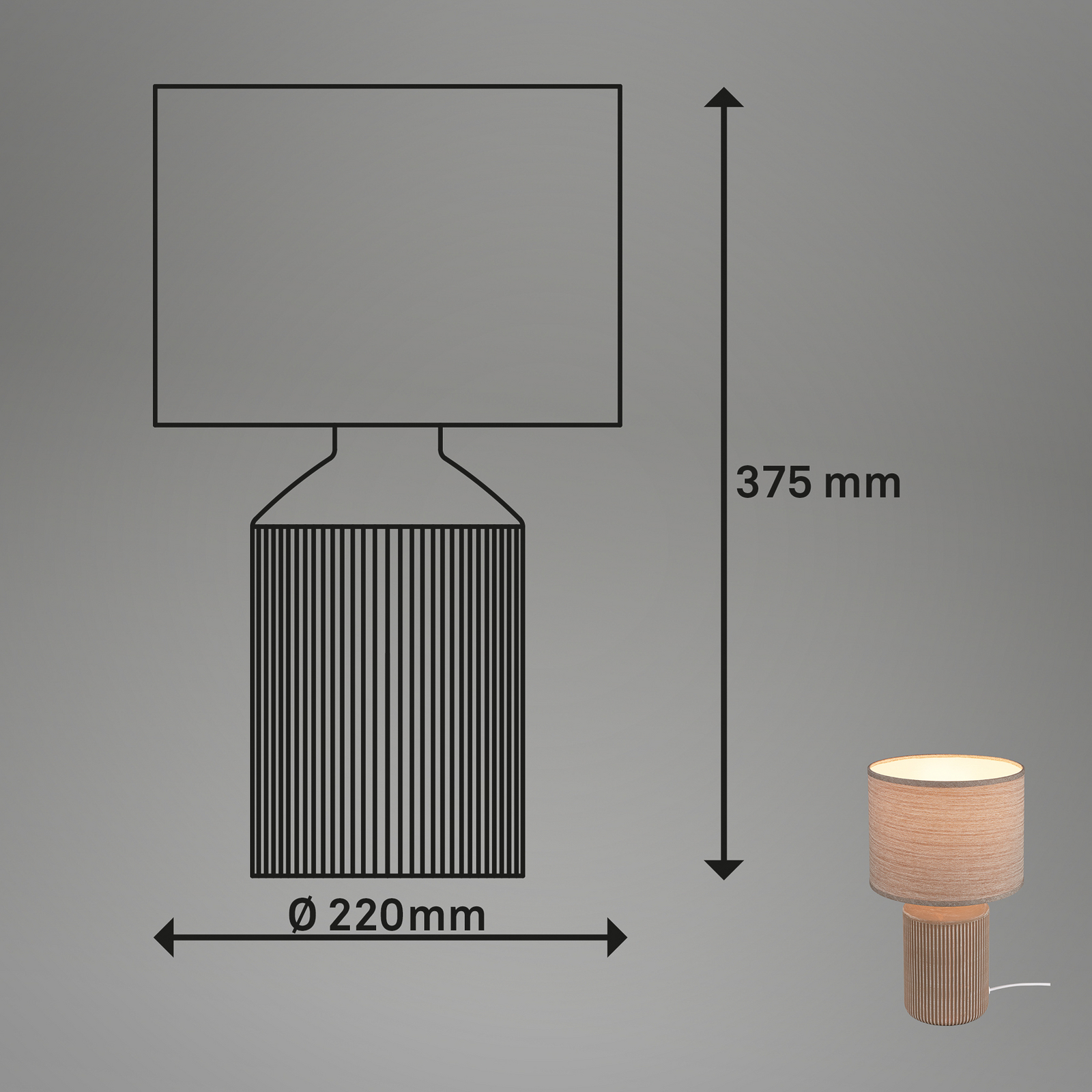Tafellamp Ino, bruin, keramiek, textiel, E27