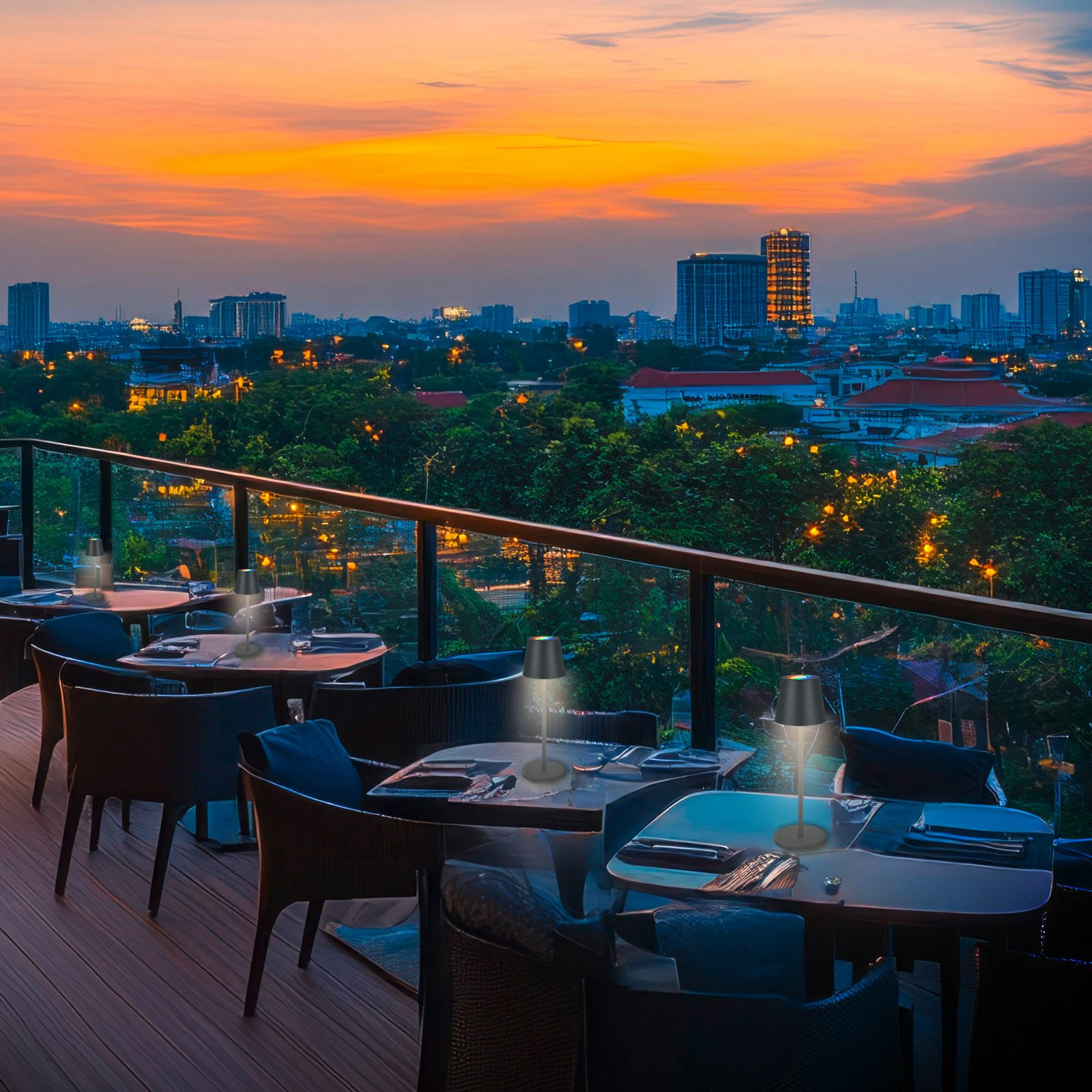 LED-Akku-Tischlampen Cilano, 3er-Set, anthrazit, Ladestation LED-Akku-Tischlampen Cilano, 3er-Set, anthrazit, Ladestation