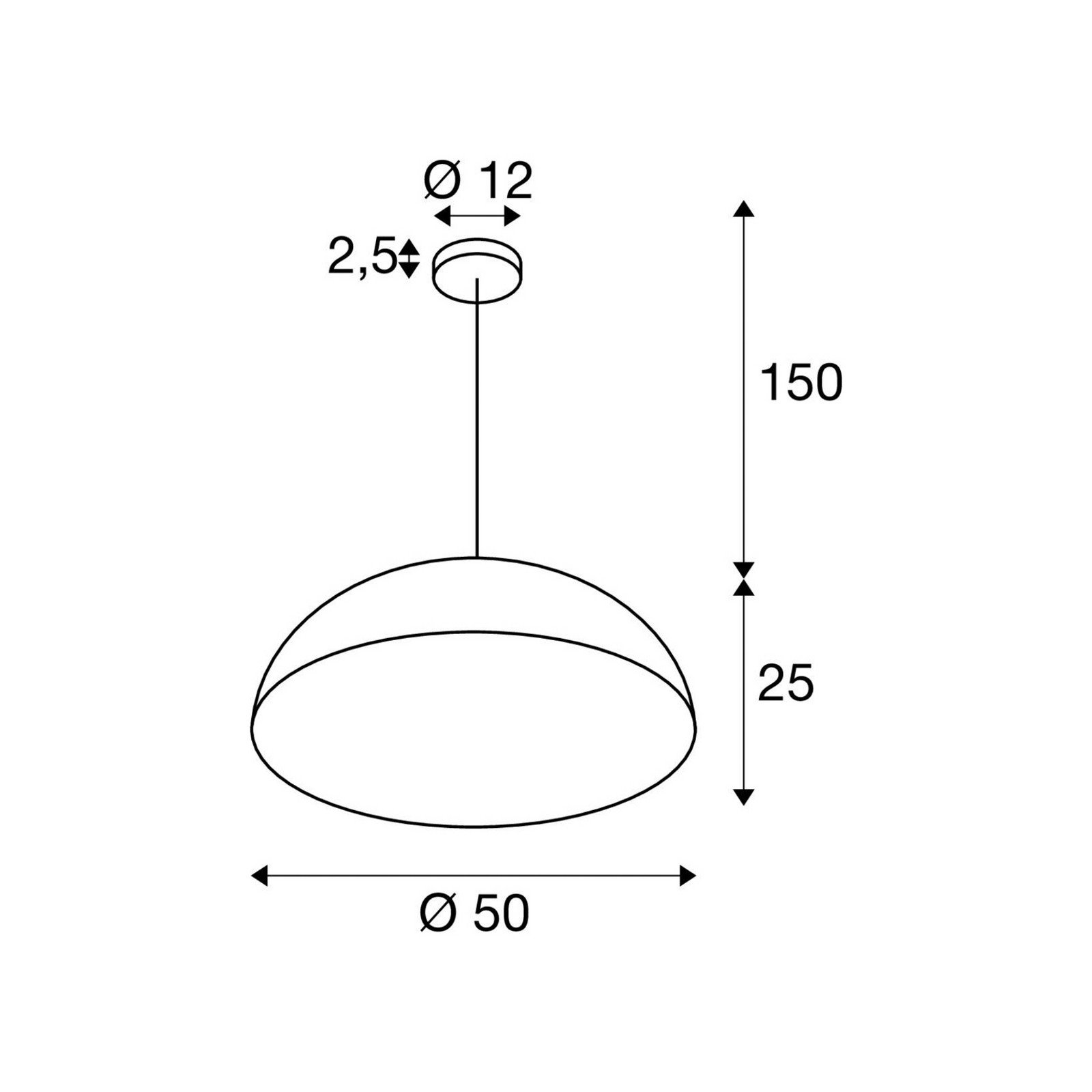 SLV Lampă suspendată Forchini M 50 cm negru/auriu metal - Camera de zi / sufragerie - Modern - negru auriu