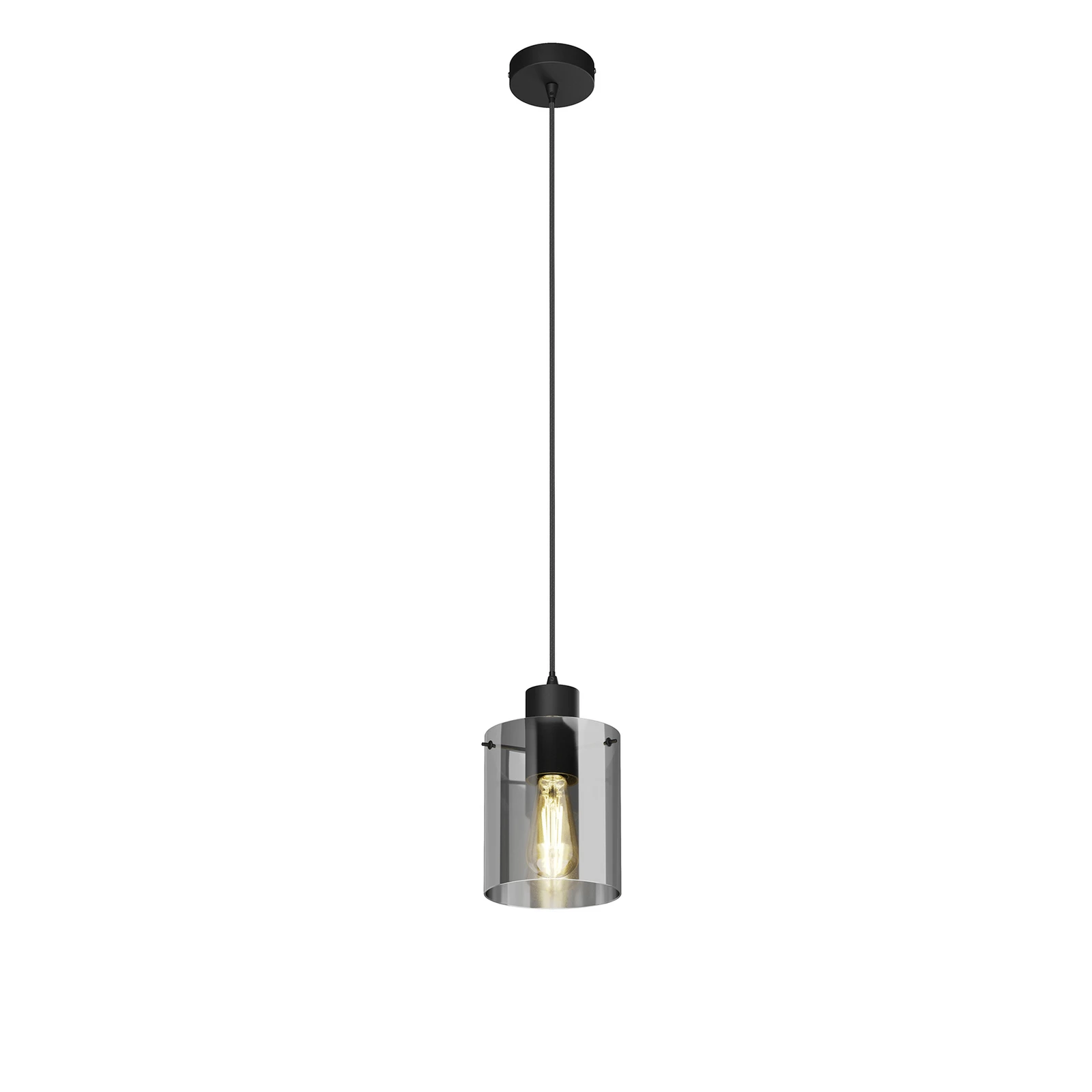 Lindby viseća lampa Kourtney, Ø 15 cm, crno/siva, staklo, E27