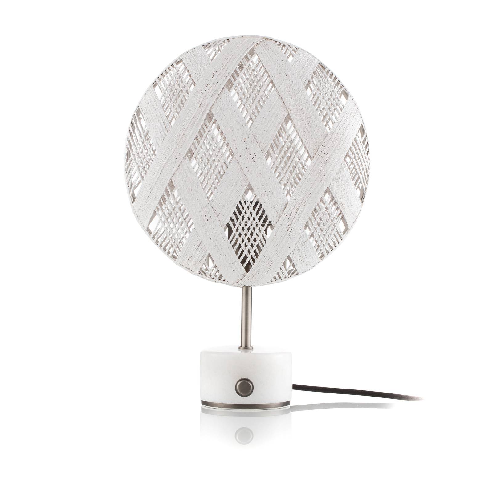 Forestier Chanpen S Diamant table silver/white, for Living / Dining Room, hemp, metal, marble, E27, 60 W, H: 41 cm