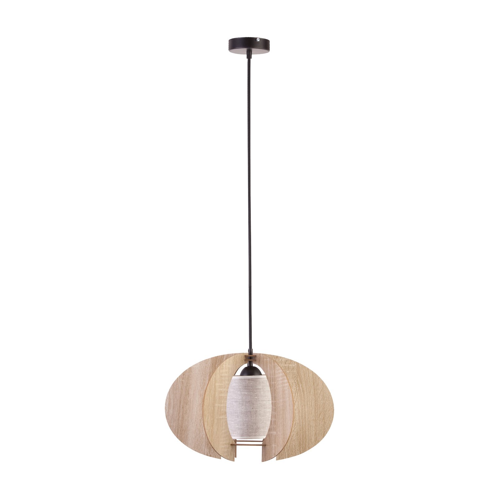 Modern C M hanging light with wooden slats Ø 50 cm