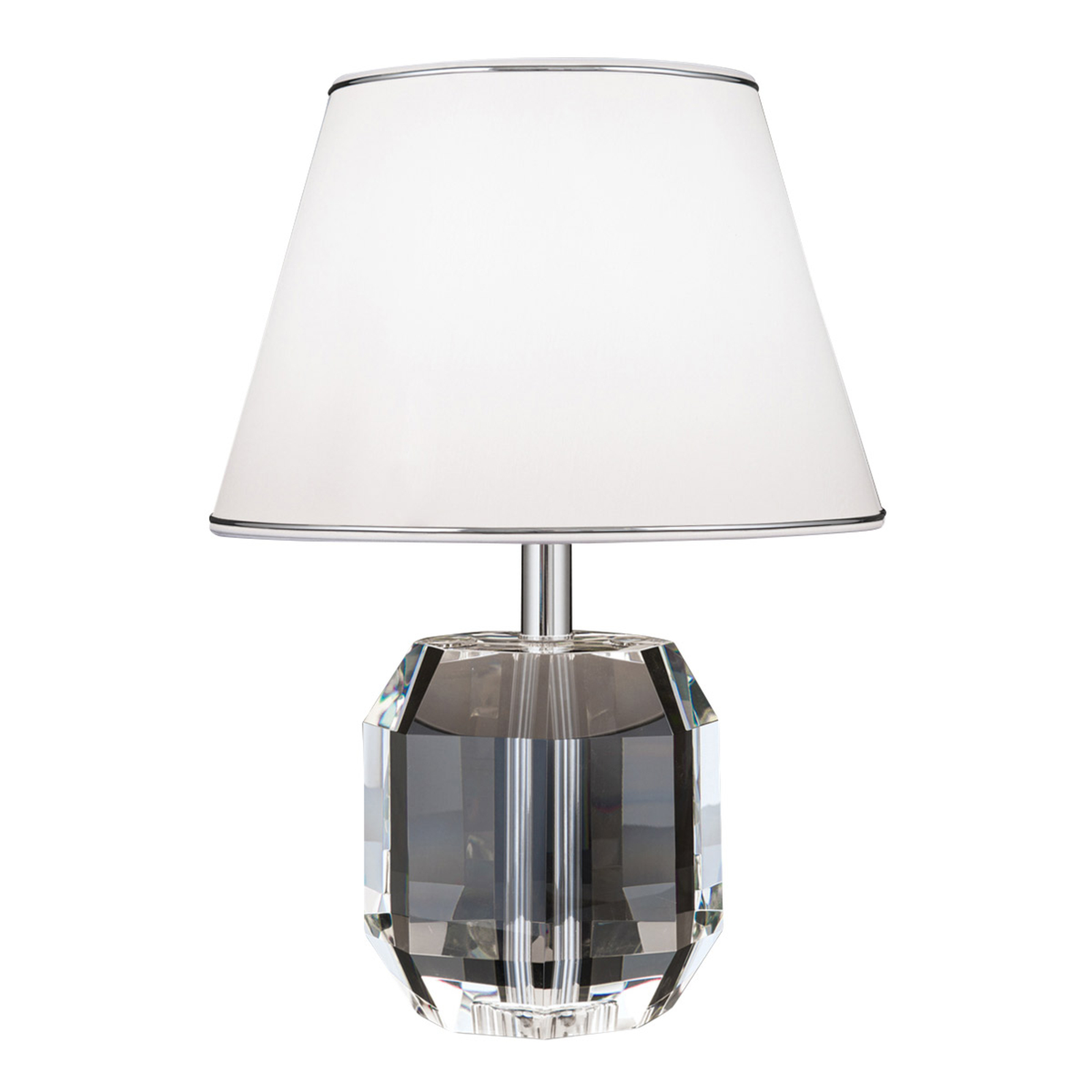 Alexis crystal table lamp, chrome/white